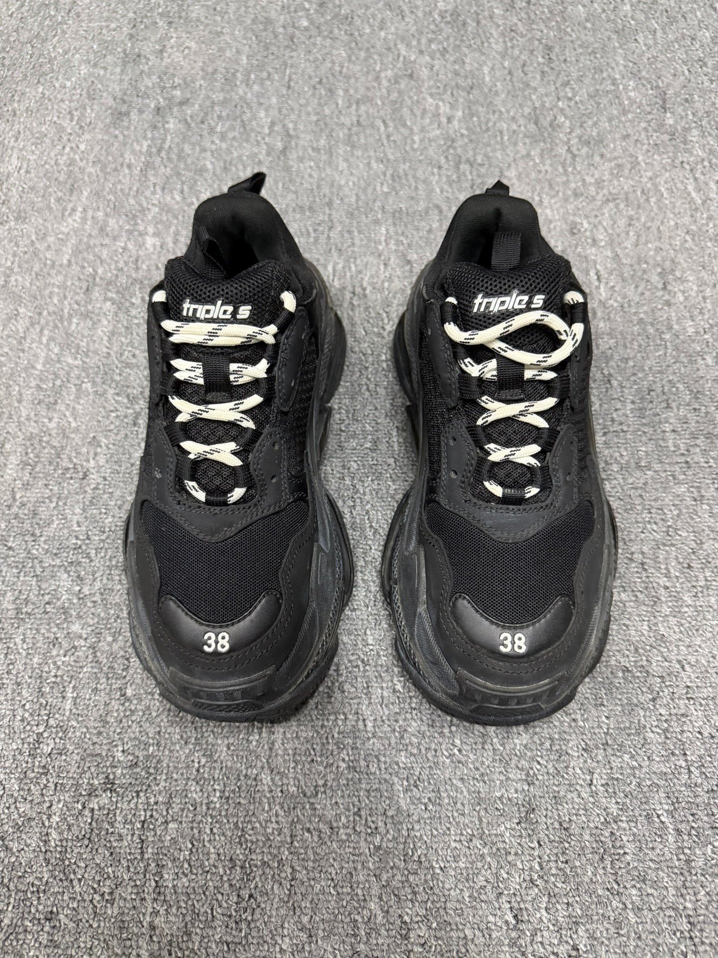 Balenciaga Triple S Black Dad Sneakers — front