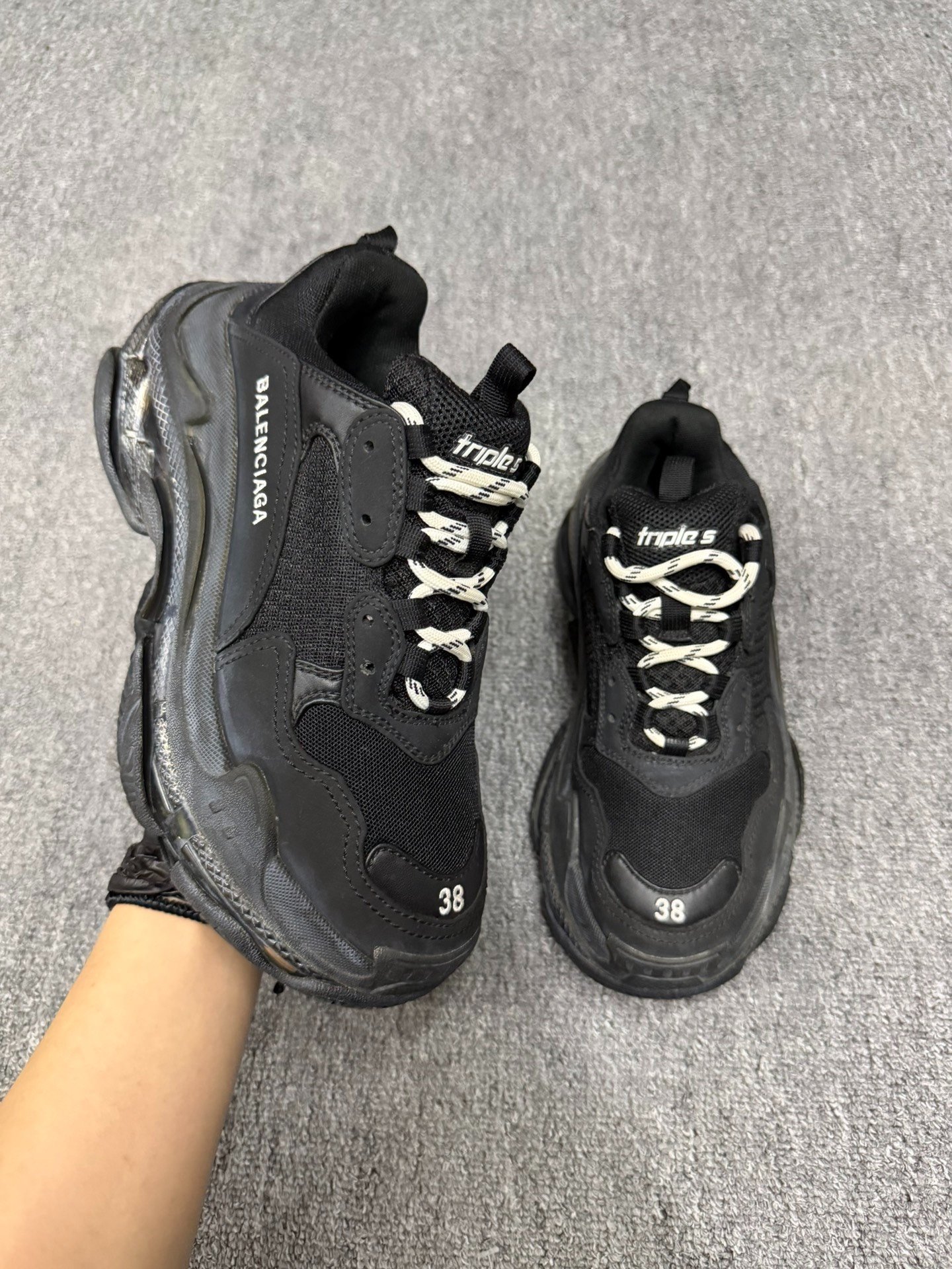 Balenciaga Triple S Black Dad Sneakers — detail