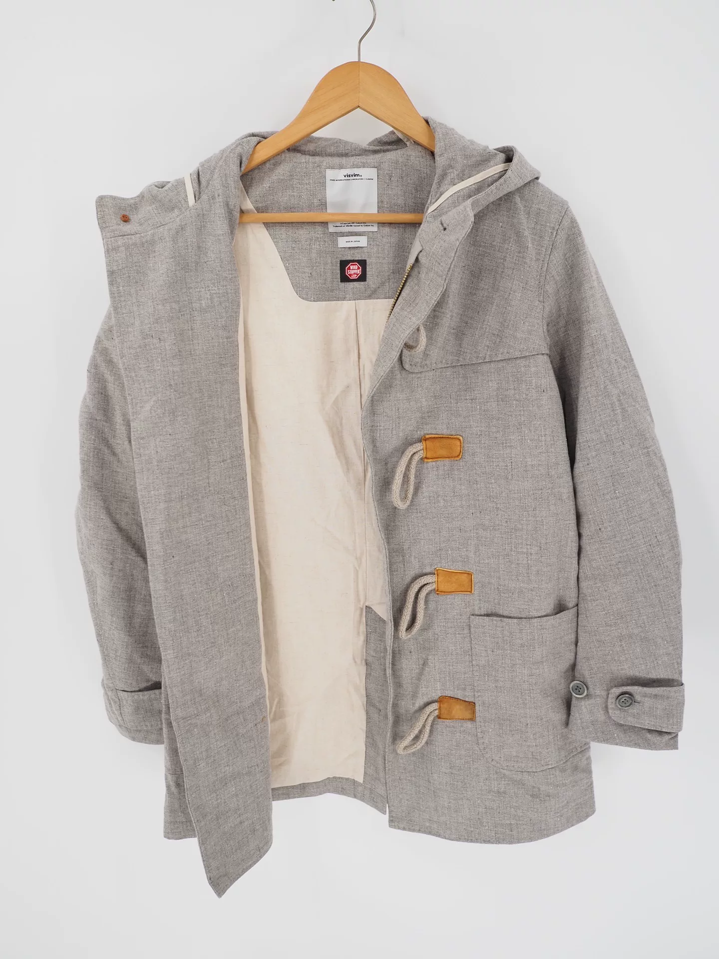 Visvim Commodore Gray Wool Coat — detail