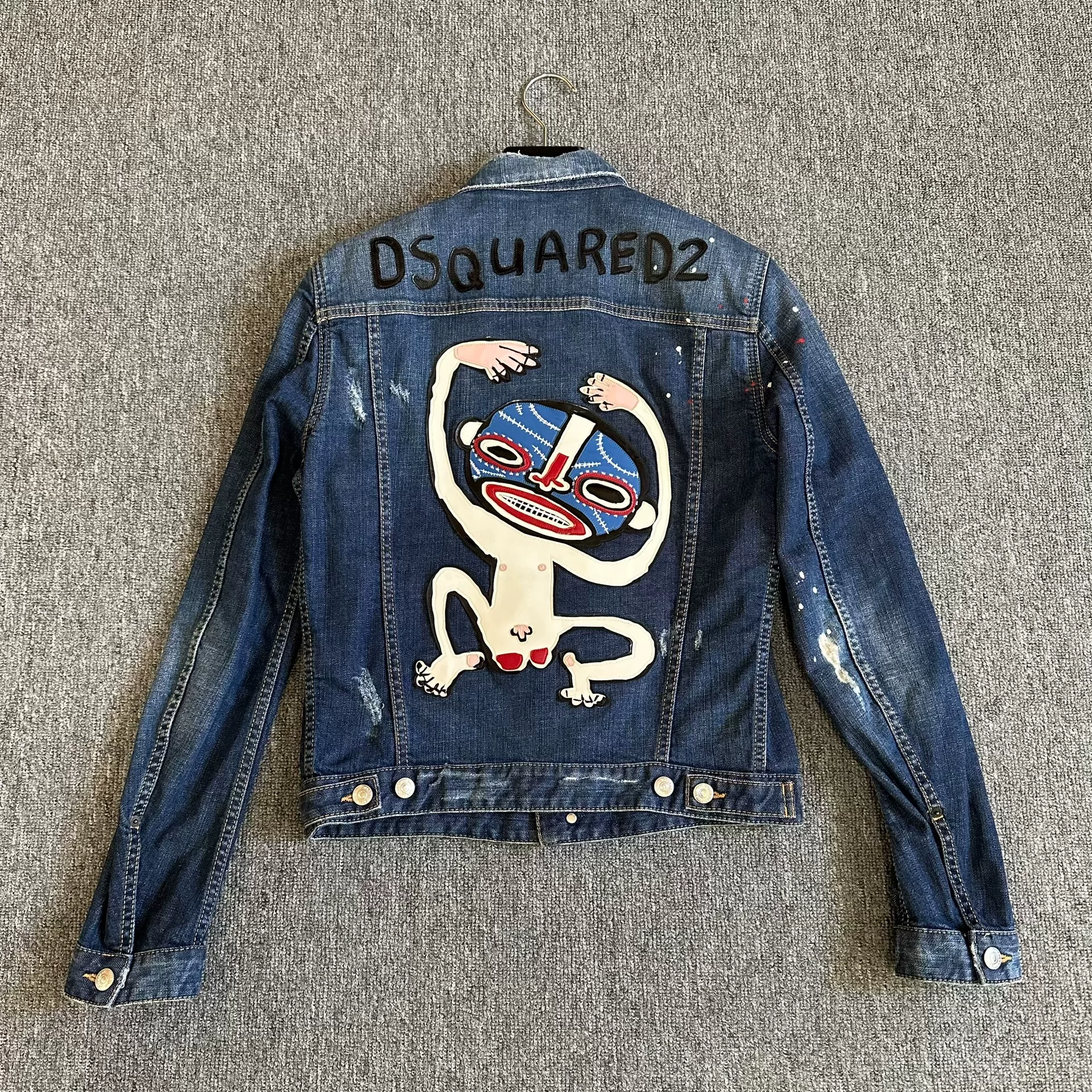 Dsquared2 Blue Denim Jacket with Splatter — detail