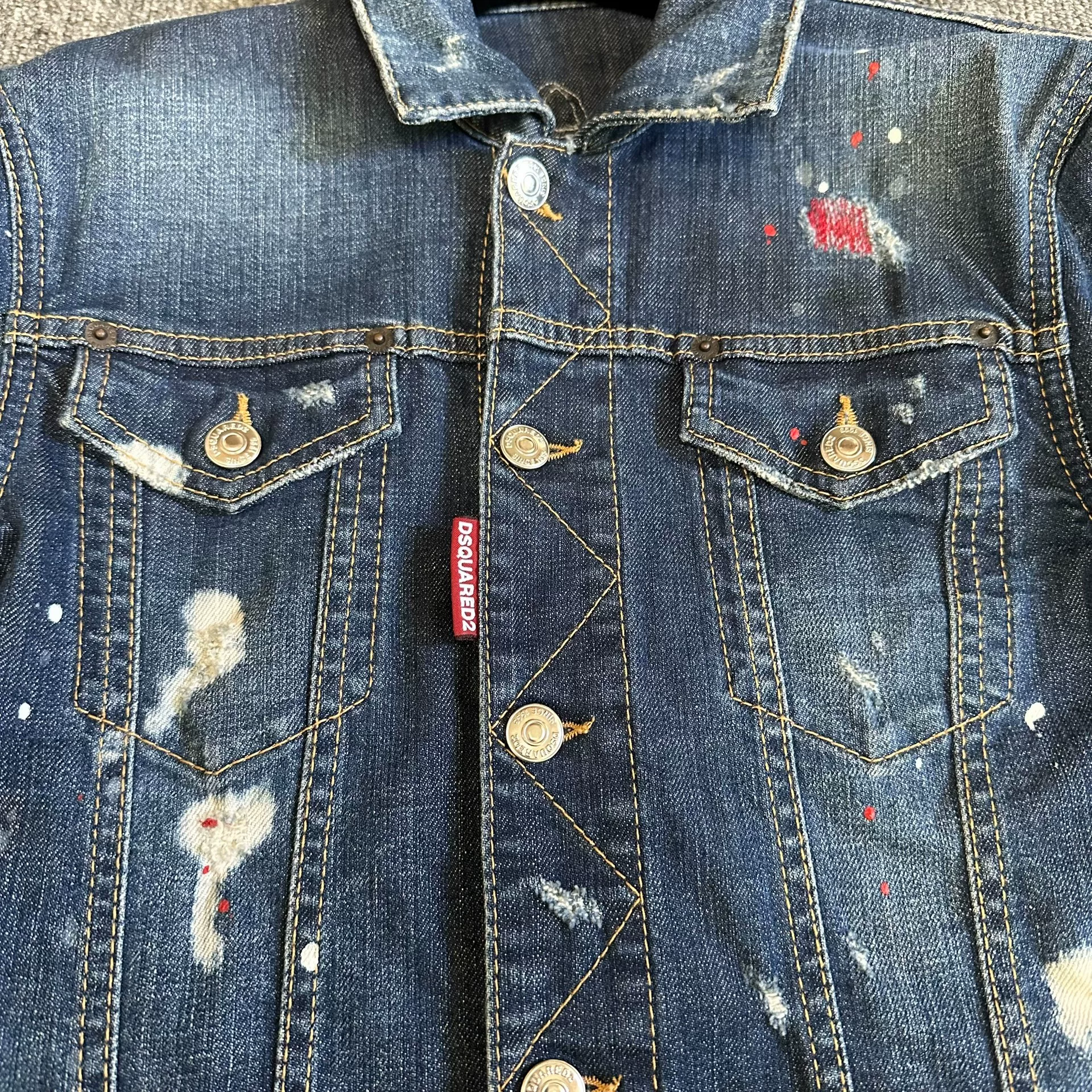 Dsquared2 Blue Denim Jacket with Splatter — front