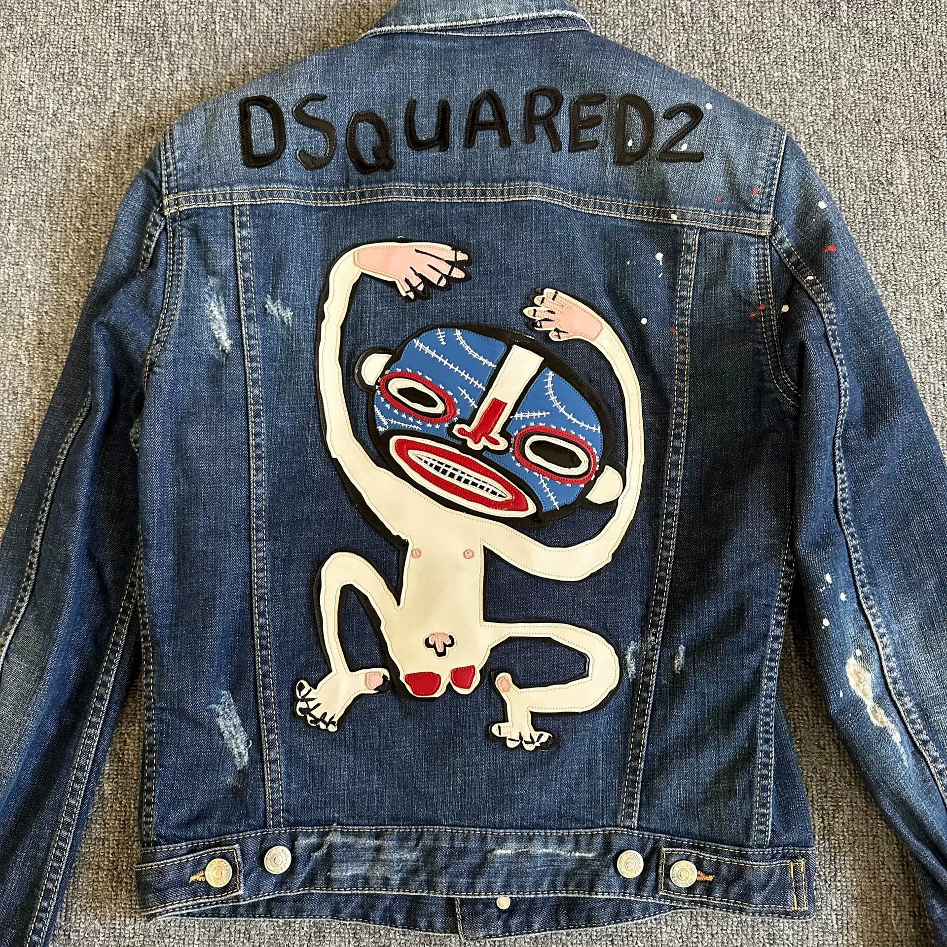 Dsquared2 Blue Denim Jacket with Splatter — back