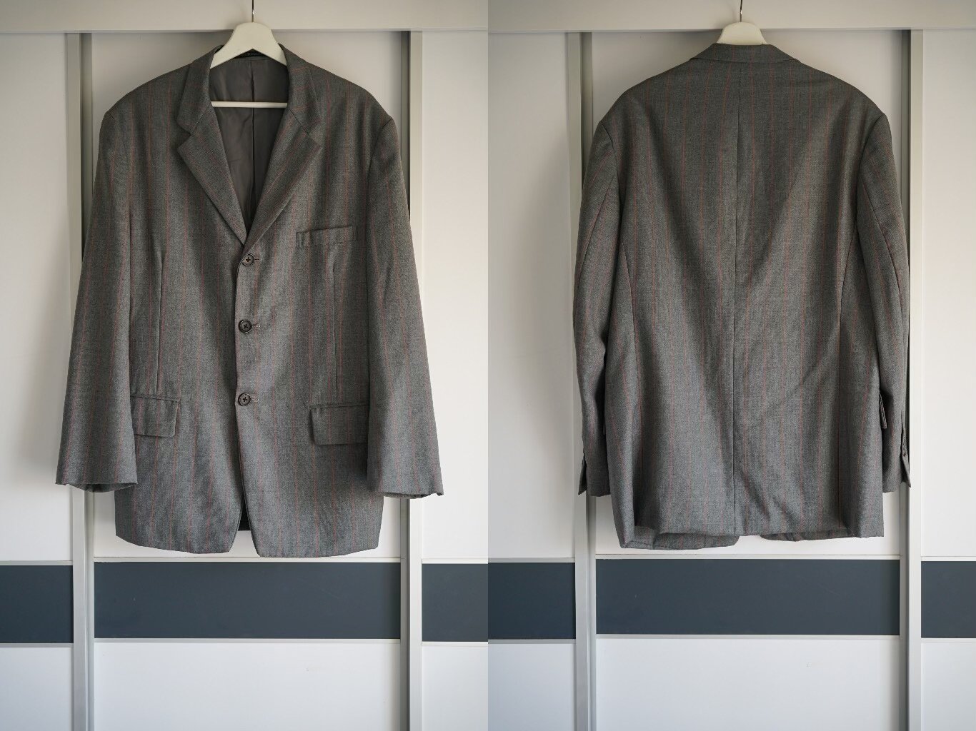 Yohji Yamamoto 95AW Gray Orange Stripe Suit — front