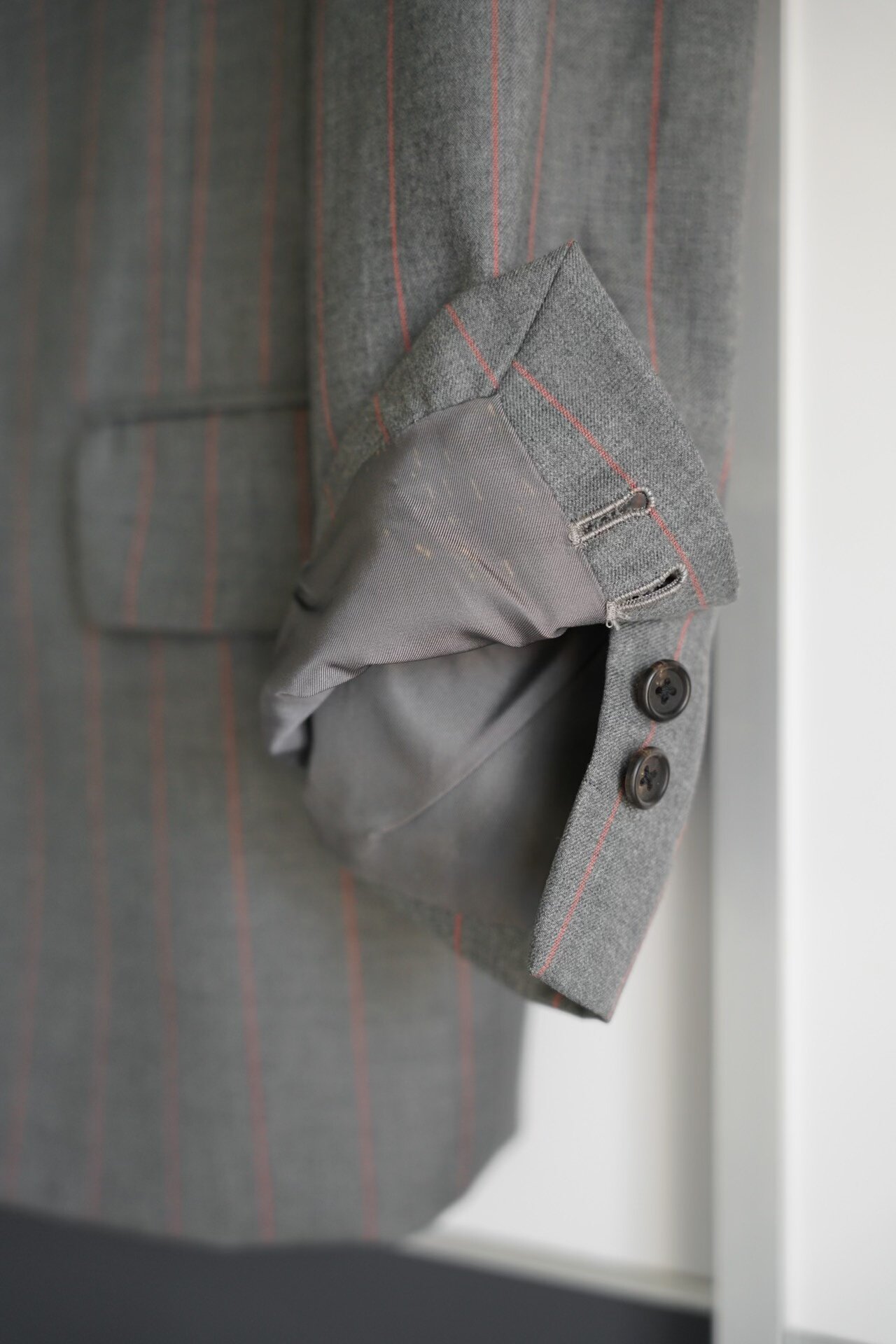 Yohji Yamamoto 95AW Gray Orange Stripe Suit — label