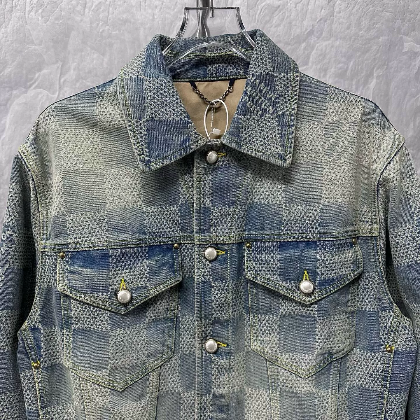 Louis Vuitton SS24 Pharrell Checkerboard Denim Jacket — front