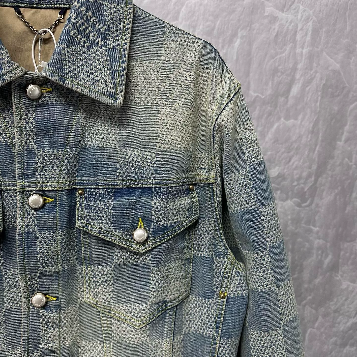 Louis Vuitton SS24 Pharrell Checkerboard Denim Jacket — detail