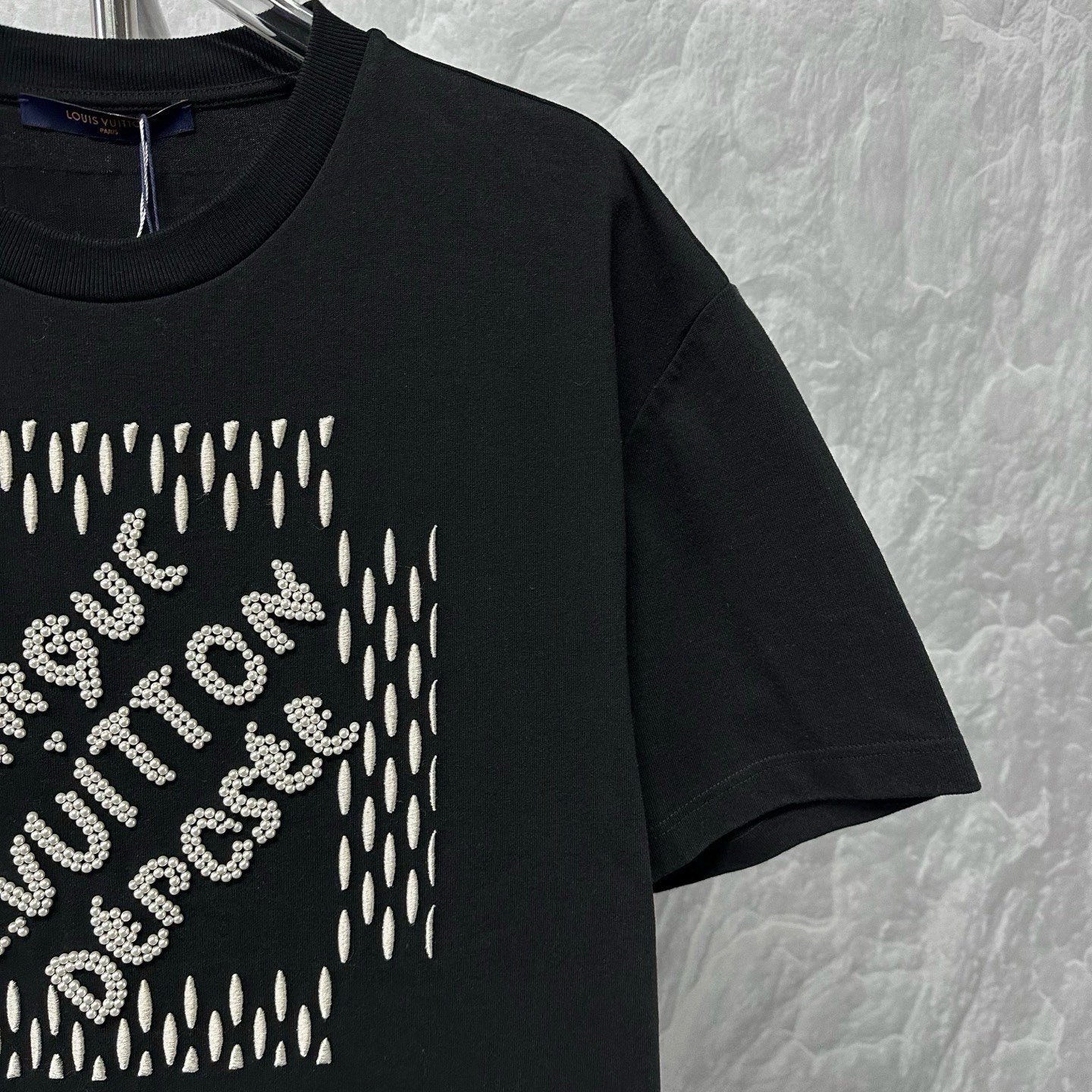 Louis Vuitton SS24 Pharrell Pearl Embroidered Tee — detail