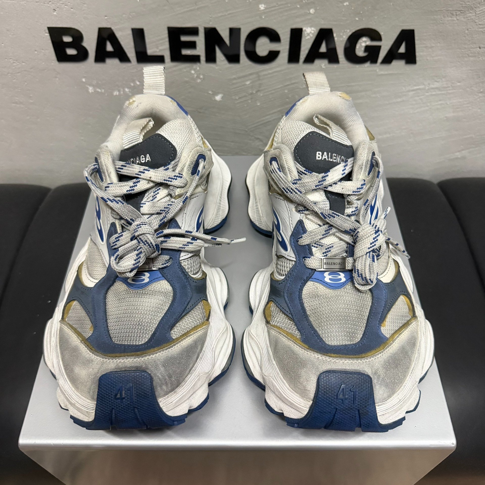Balenciaga Cargo Distressed White Blue — front
