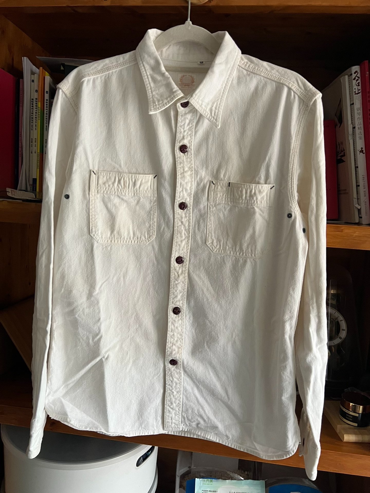 Flat Herd 20th Anniv White Work Shirt — detail