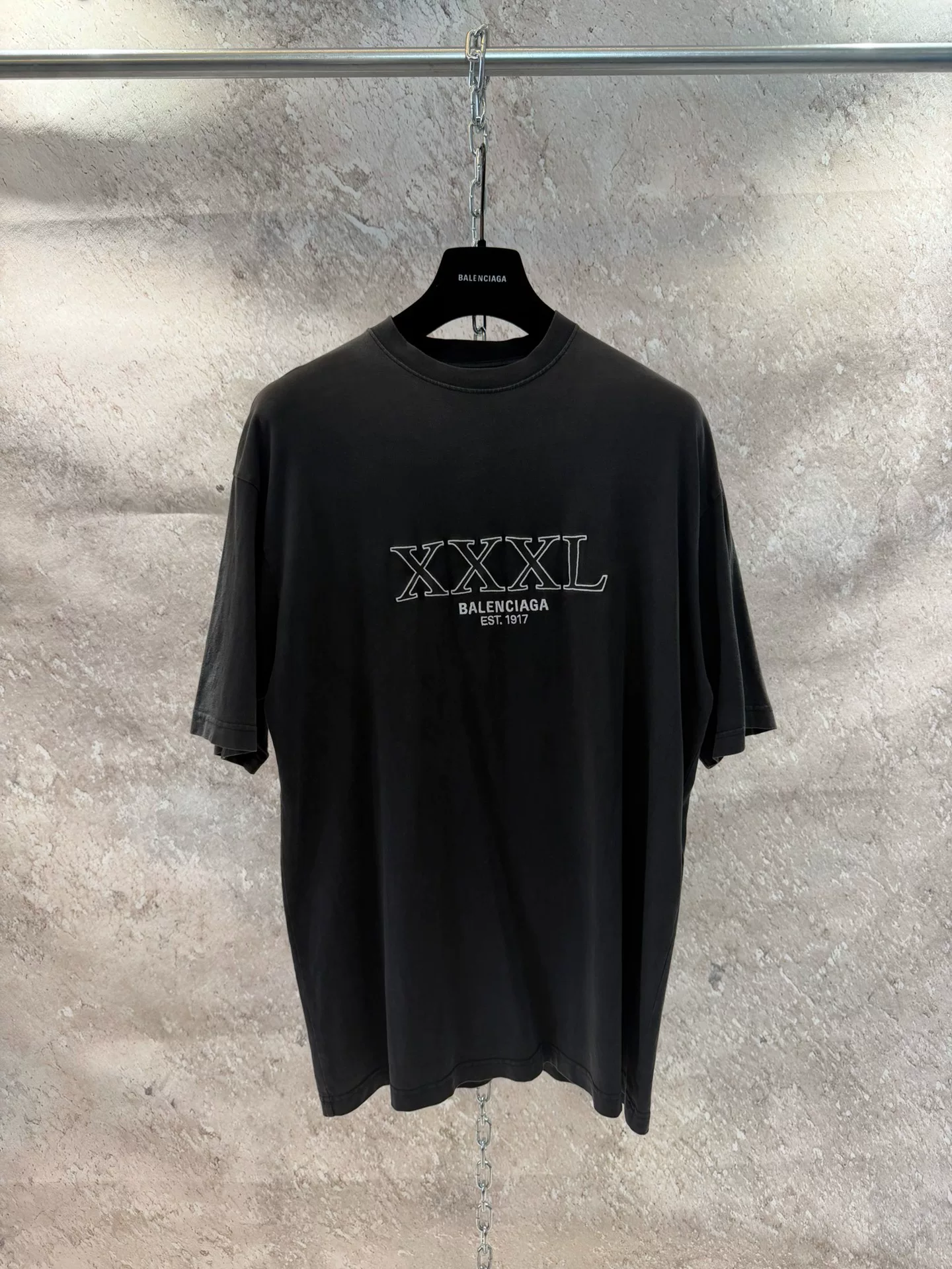 Balenciaga 3XL Black Embroidery Logo T-shirt