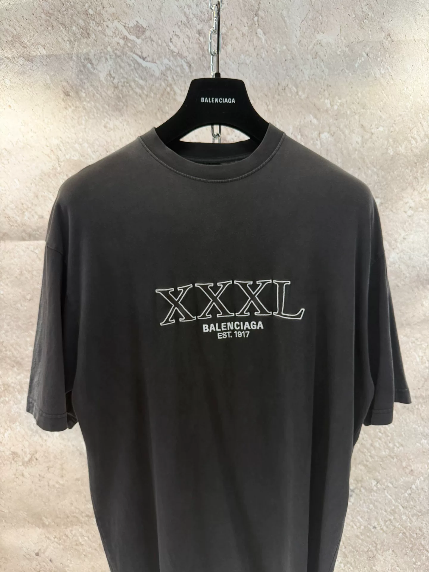 Balenciaga 3XL Black Embroidery Logo T-shirt — front