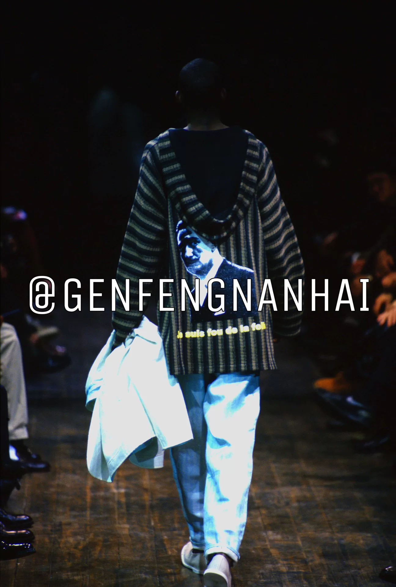 Yohji Yamamoto 98ss Striped Hoodie — label