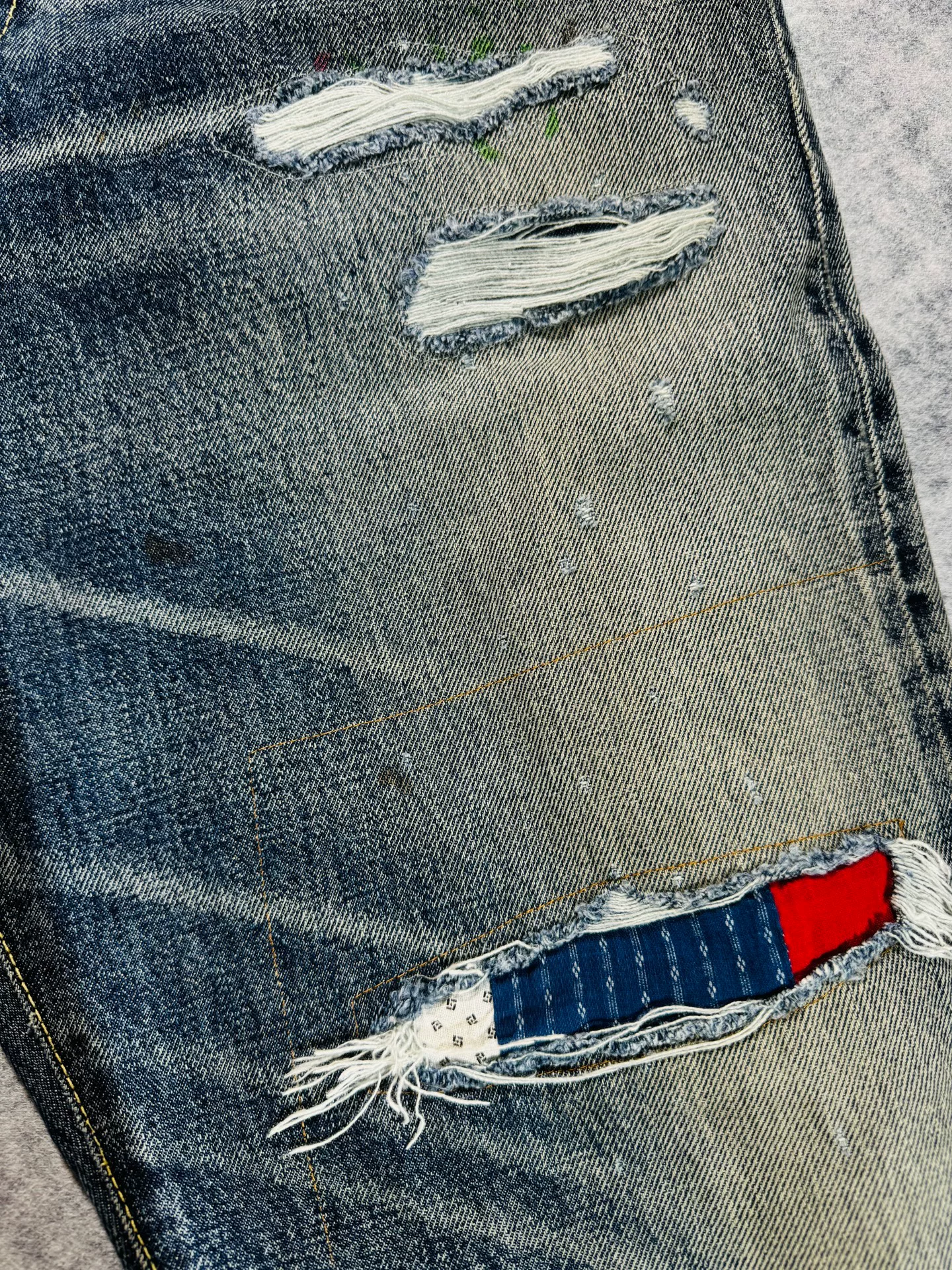 visvim Journeyman Patchwork Jeans — detail