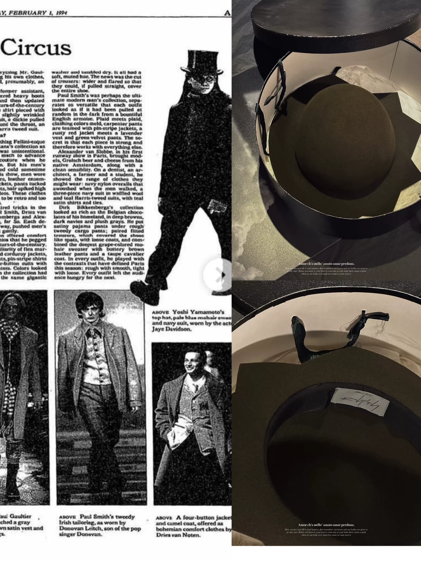 Yohji Yamamoto 94AW Top Hat