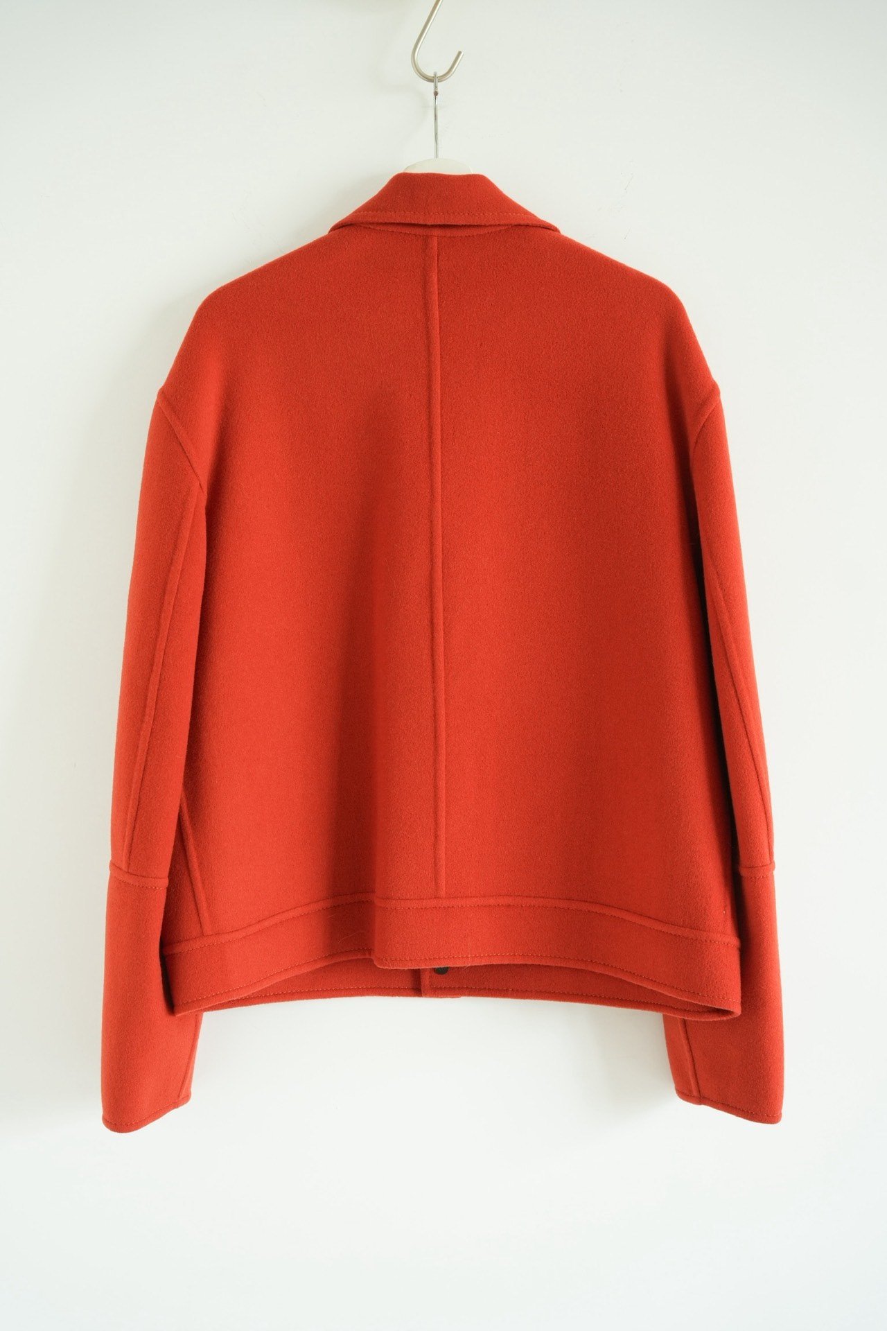 Ami Orange-Red Short Wool Jacket — front