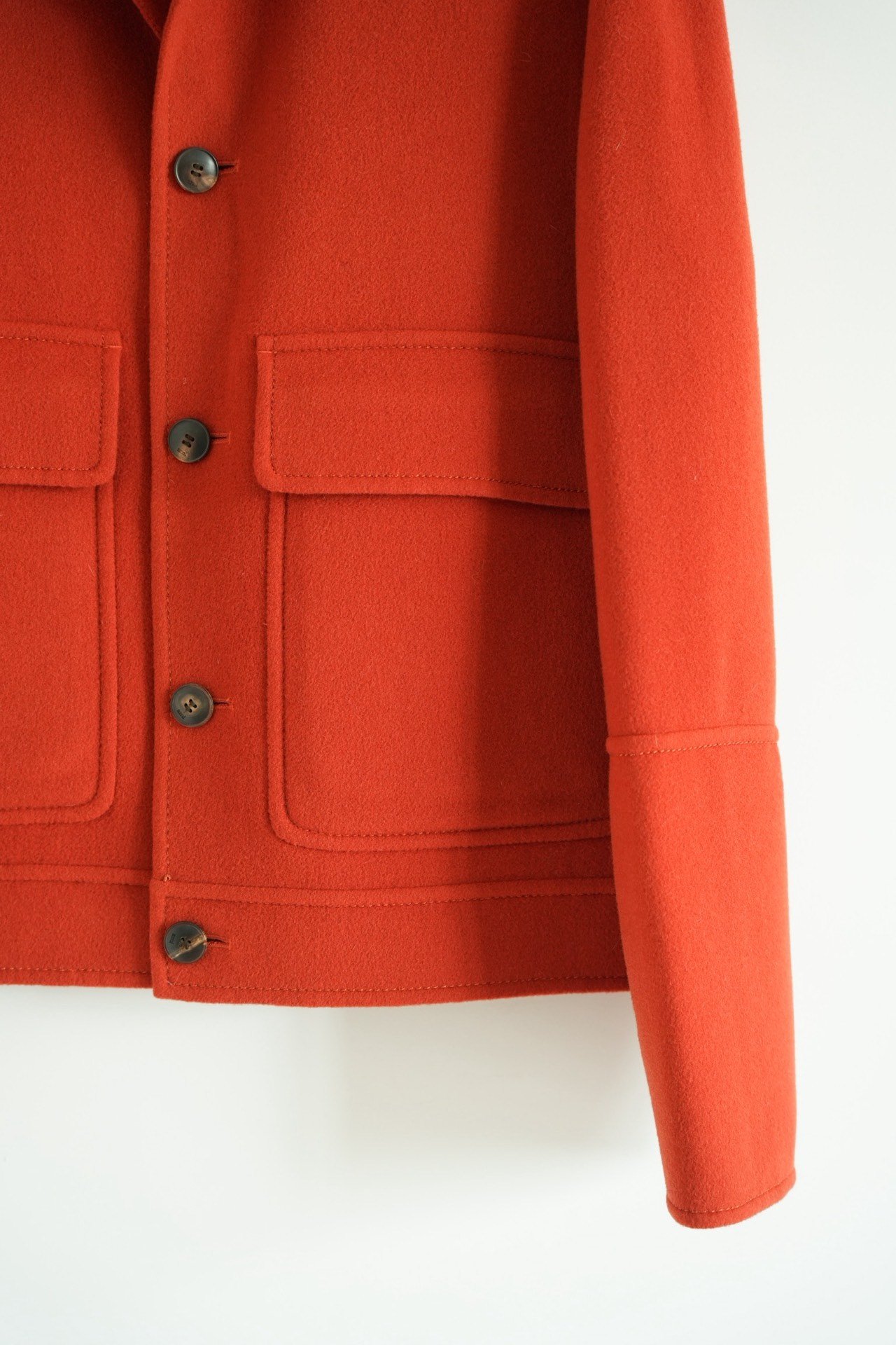 Ami Orange-Red Short Wool Jacket — label