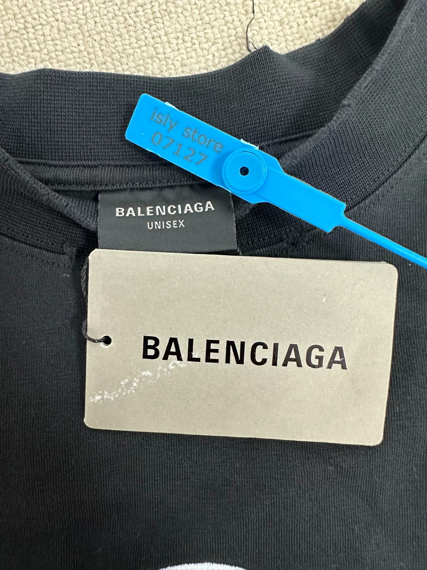 Balenciaga Logo Loose Fit Black T-shirt — label