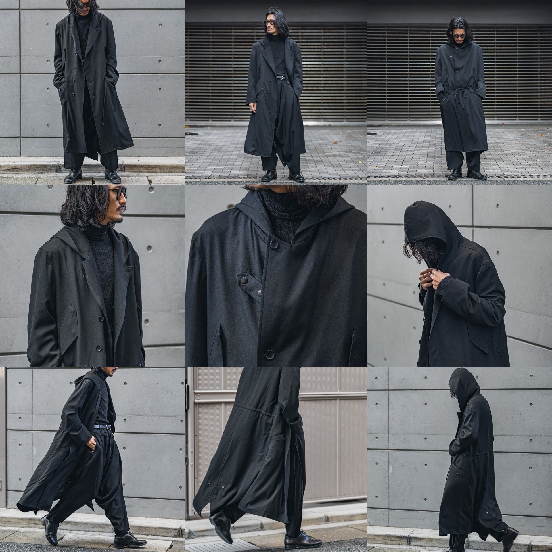 Yohji Yamamoto 23AW Hooded Fishtail Coat — front