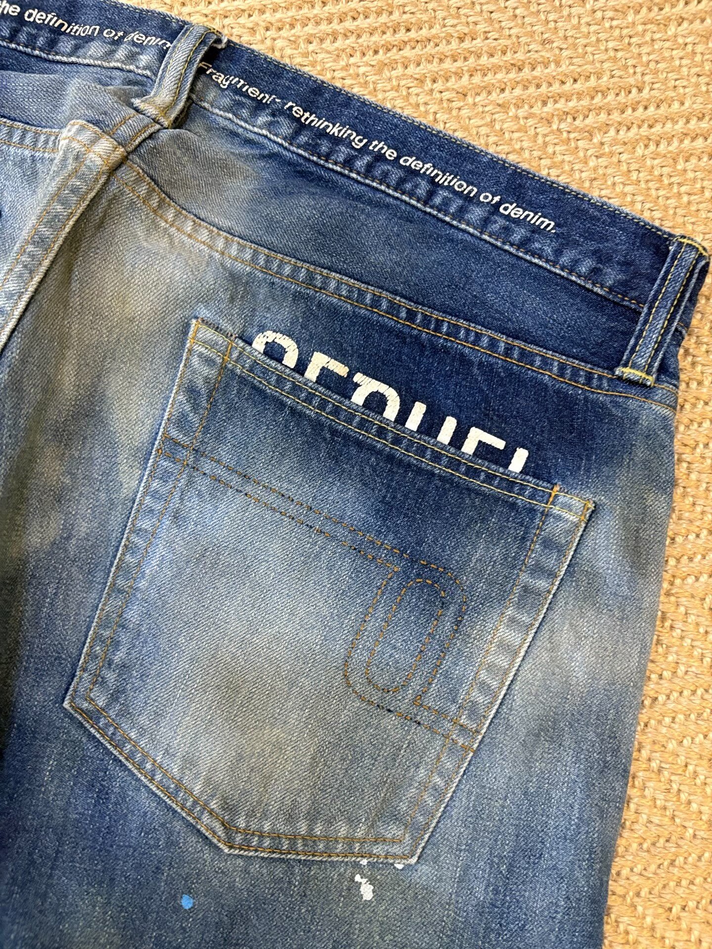 Hiroshi Fujiwara Fragment Distressed Denim Jeans — label