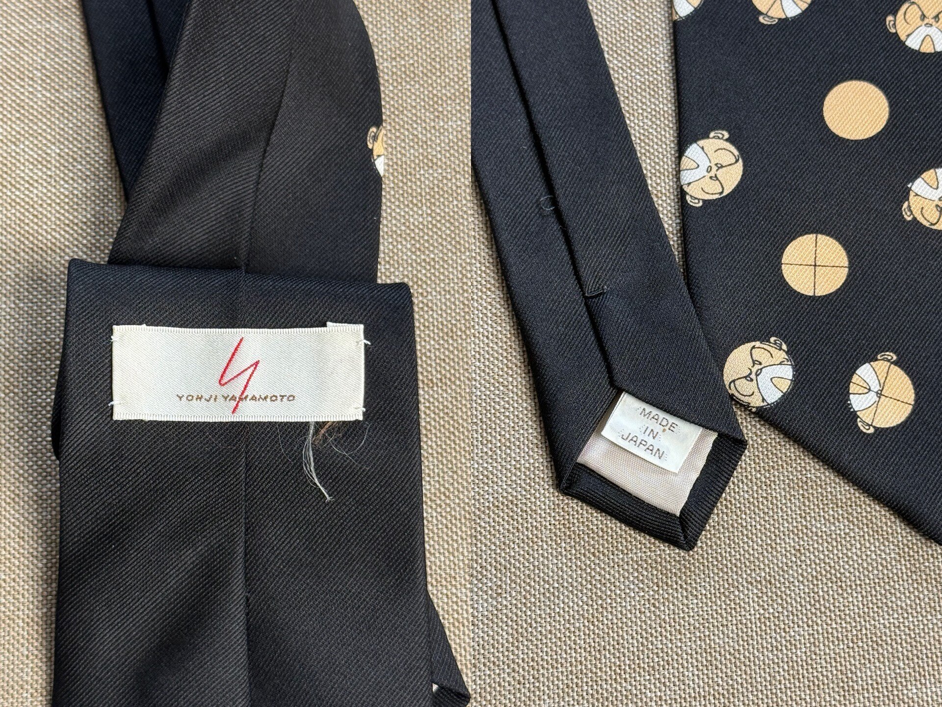 Yohji Yamamoto Osamu Tezuka Beard Papa Tie — label