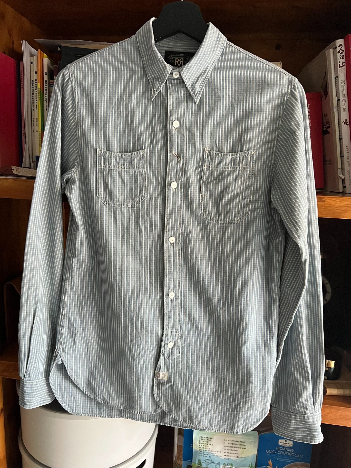 RRL Double RL Vintage Pinstripe Work Shirt — detail