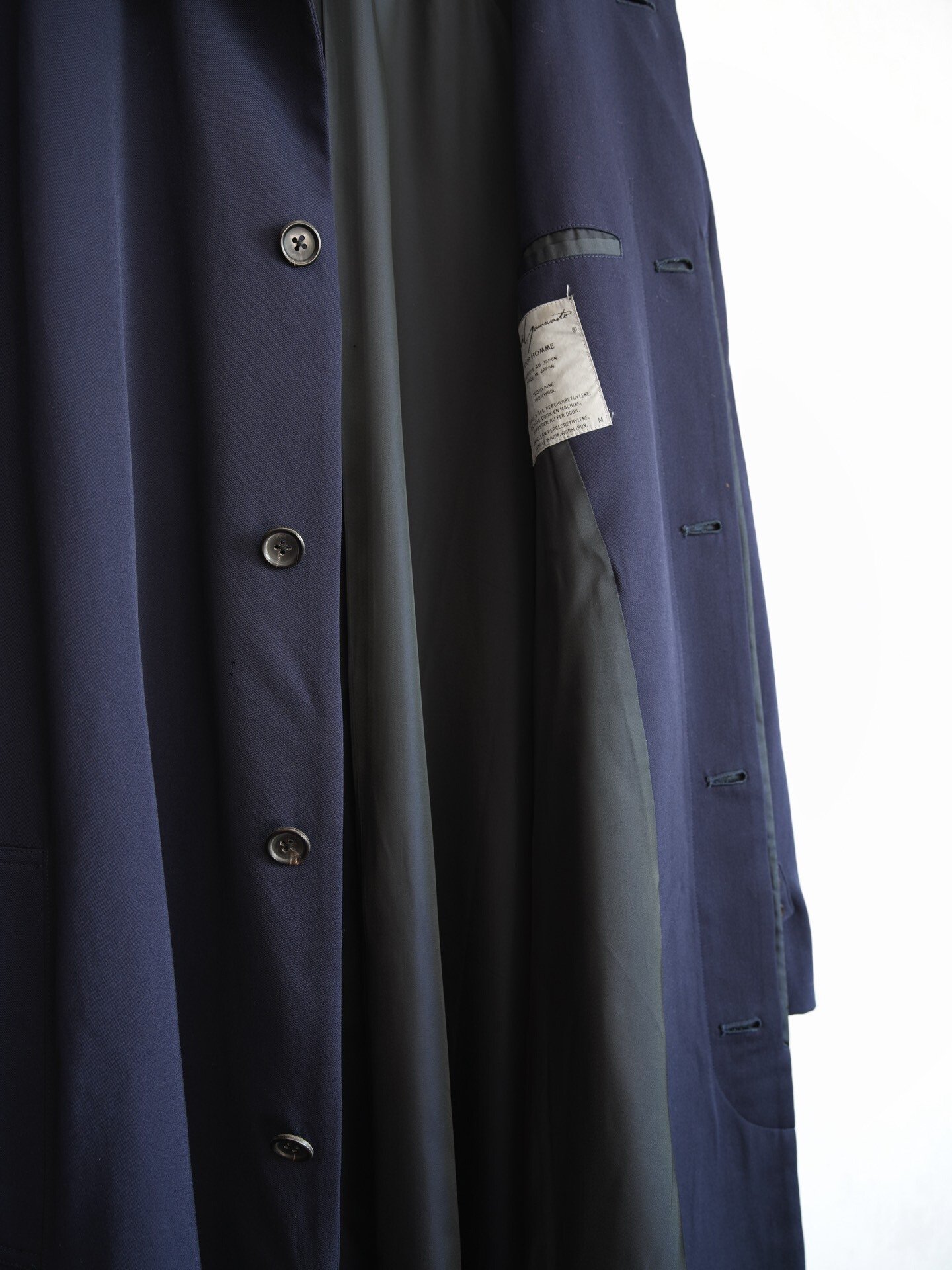 Yohji Yamamoto 89AW Navy Oversized Coat — detail