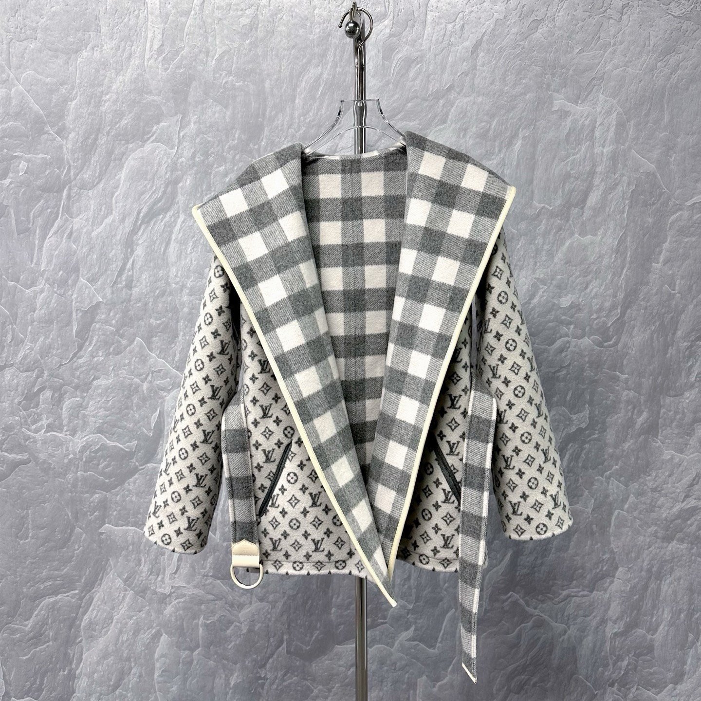 Louis Vuitton Reversible Check Hooded Coat — back