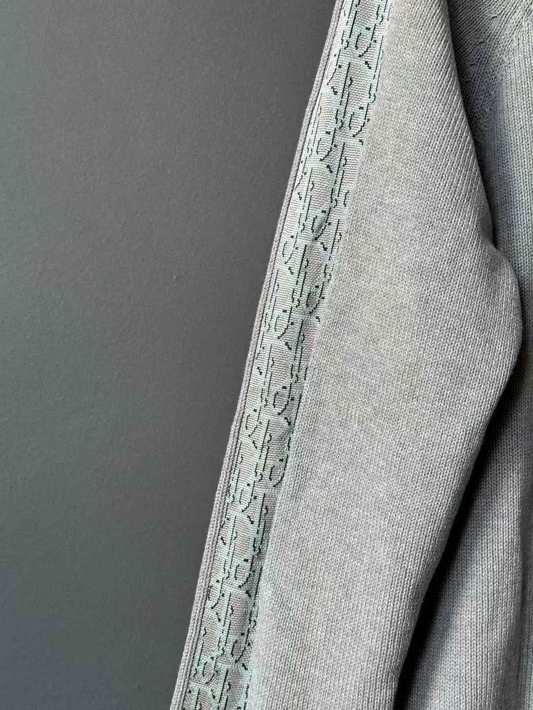 Dior Gray Side Monogram Zip Knit Jacket — back