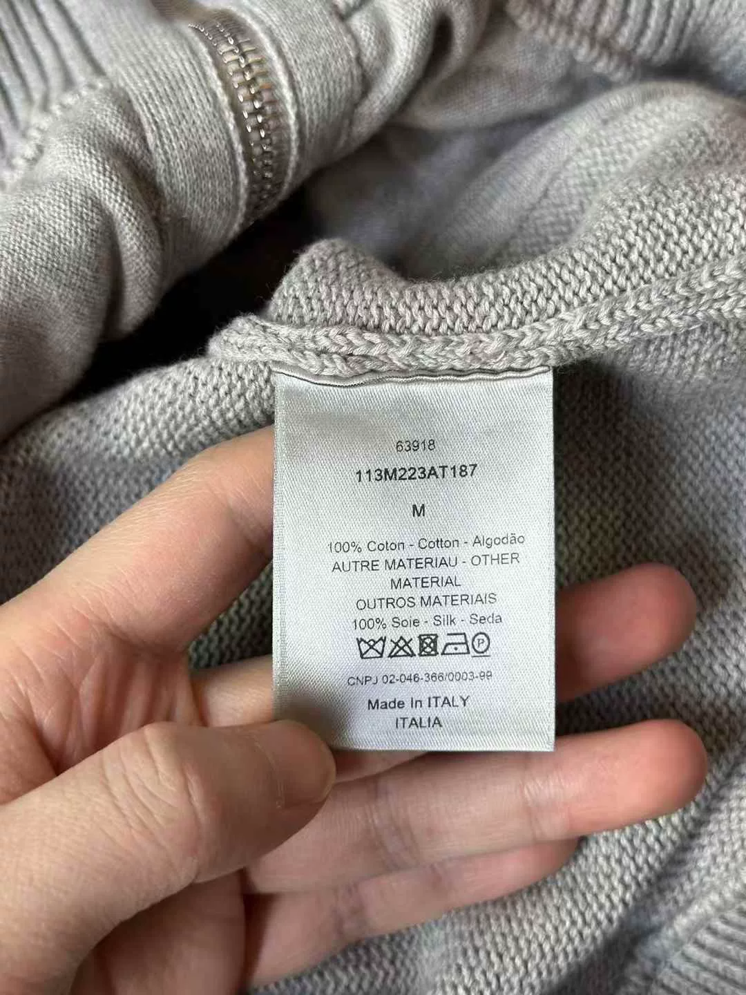 Dior Gray Side Monogram Zip Knit Jacket — label