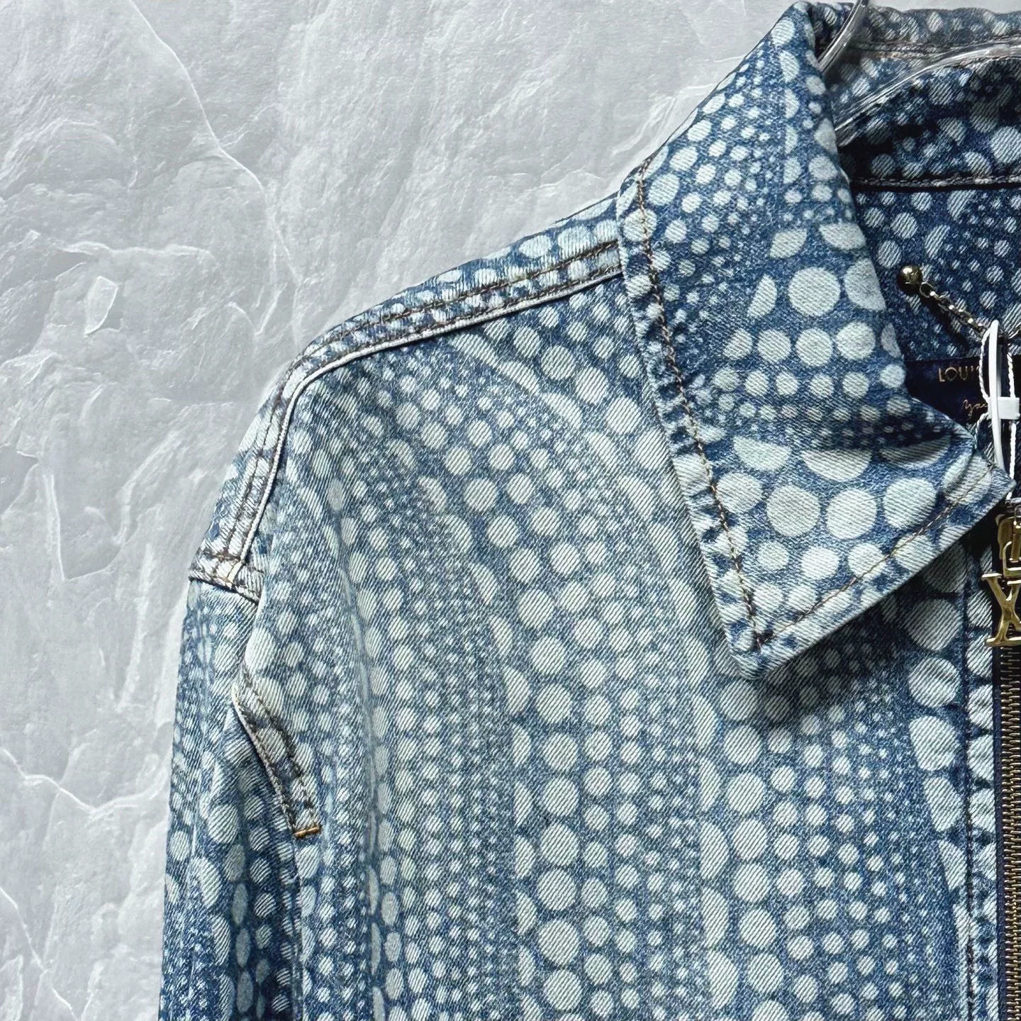 Louis Vuitton Yayoi Kusama Polka Dot Zip Denim Jacket — detail