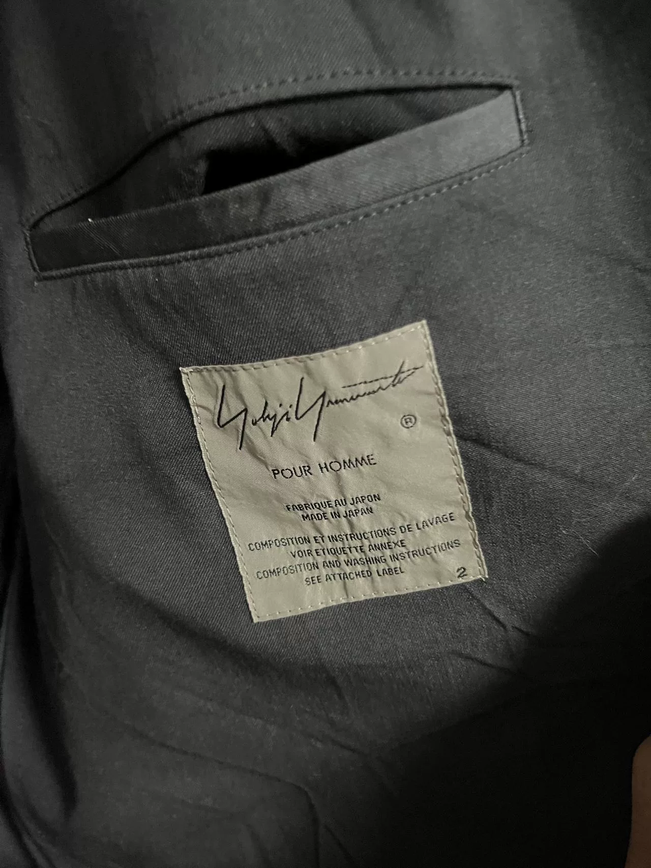 Yohji Yamamoto 18AW Black Long Coat — detail