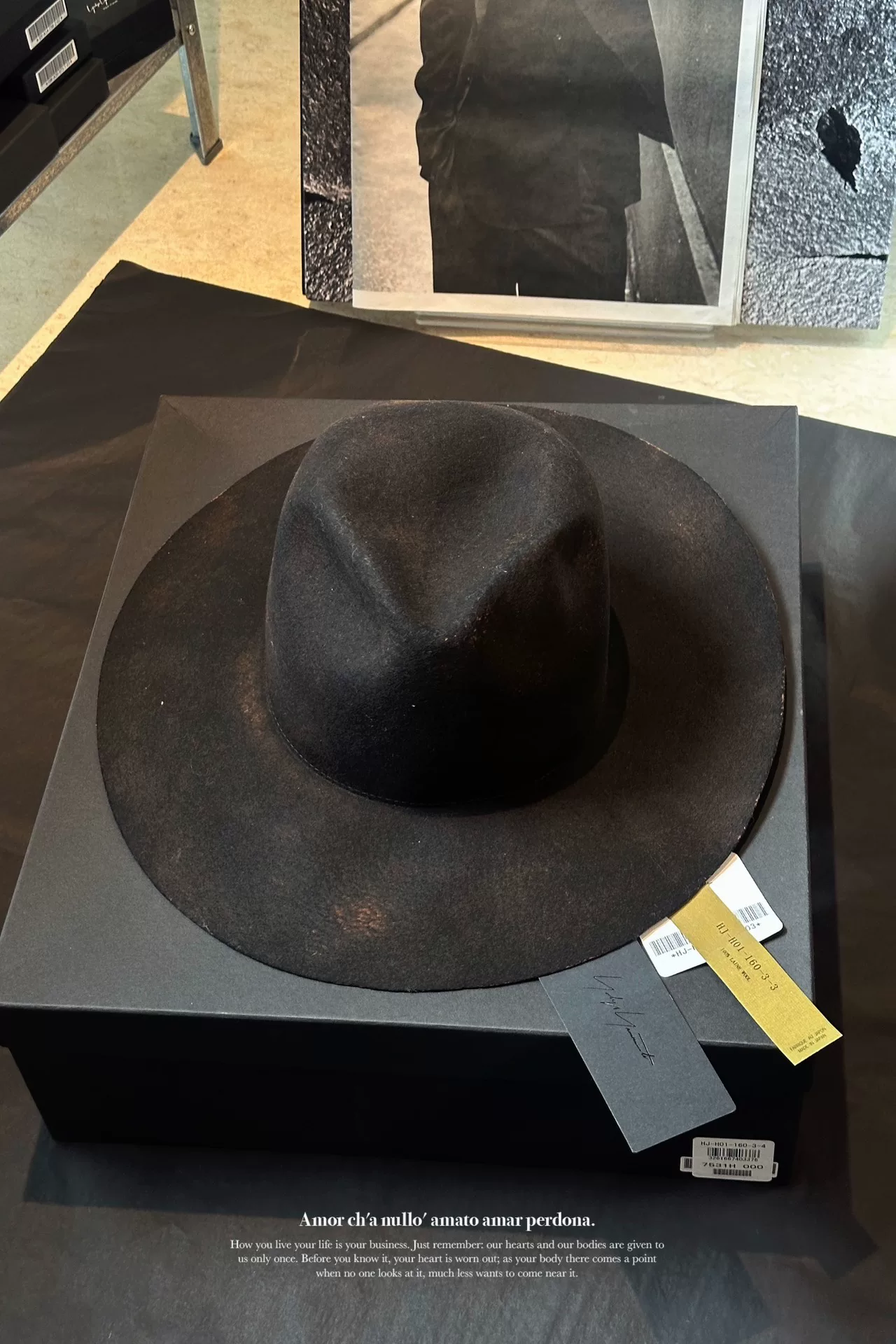 Yohji Yamamoto Horisaki Burned Hat — front