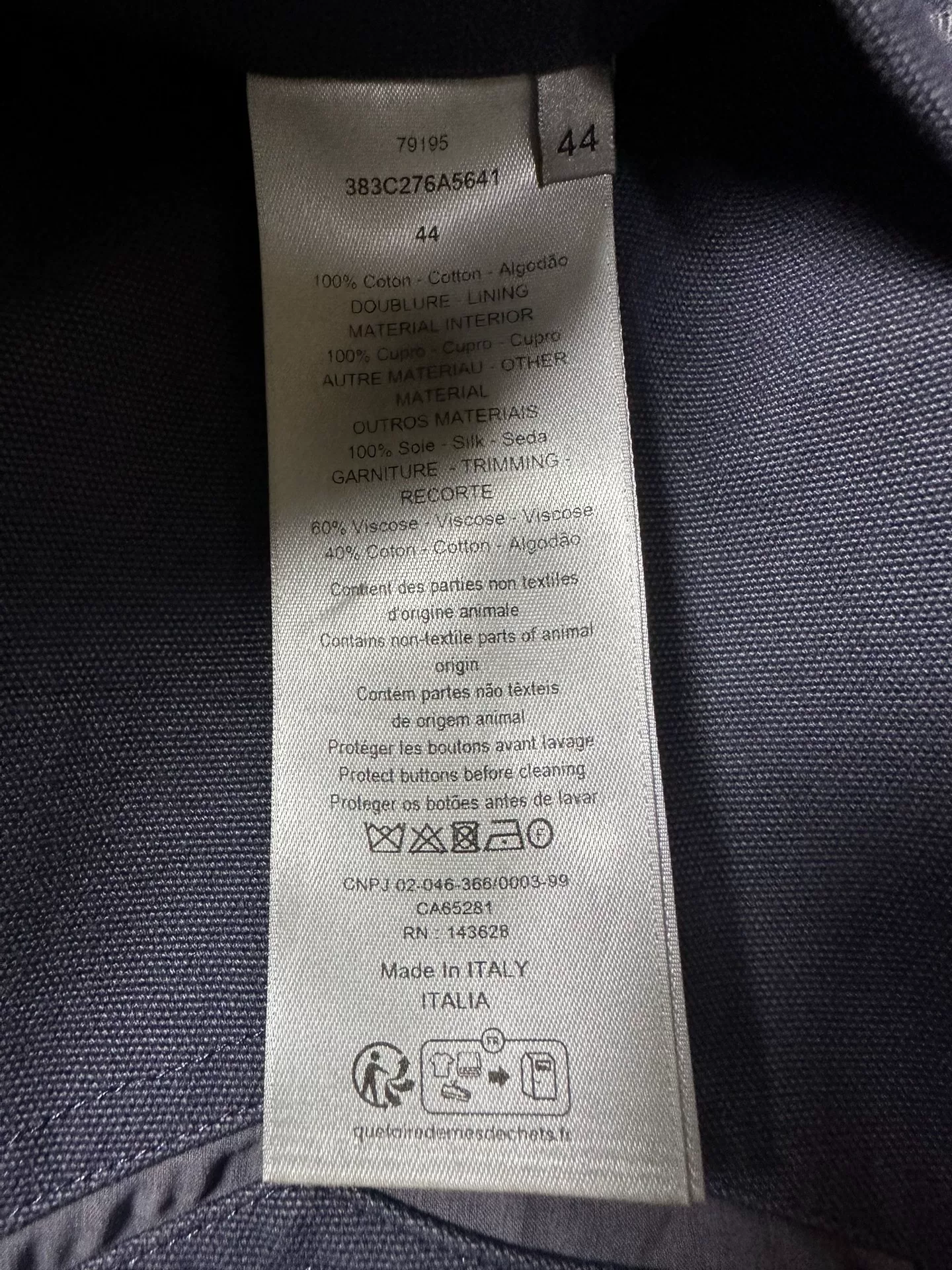 Dior Men 23ss Navy Runway Blazer — label