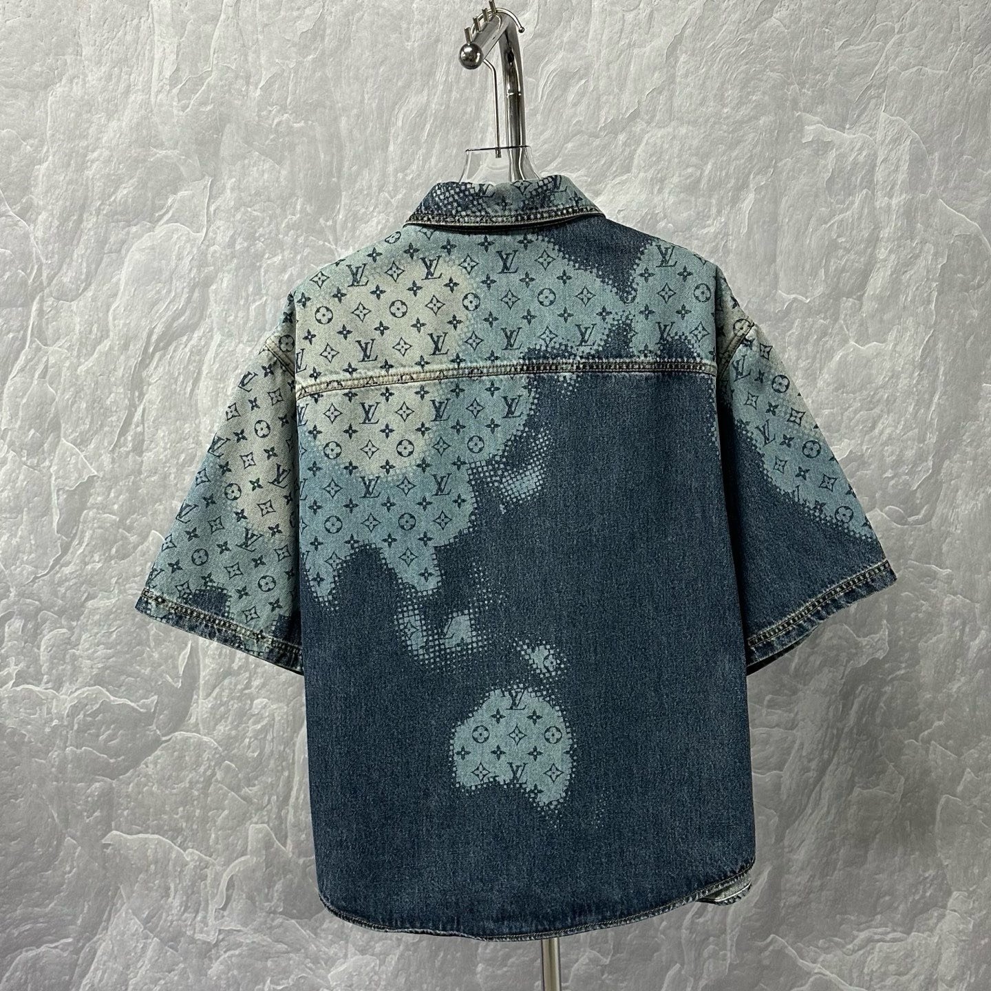 Louis Vuitton SS24 Printed Denim Short Sleeve Shirt — back