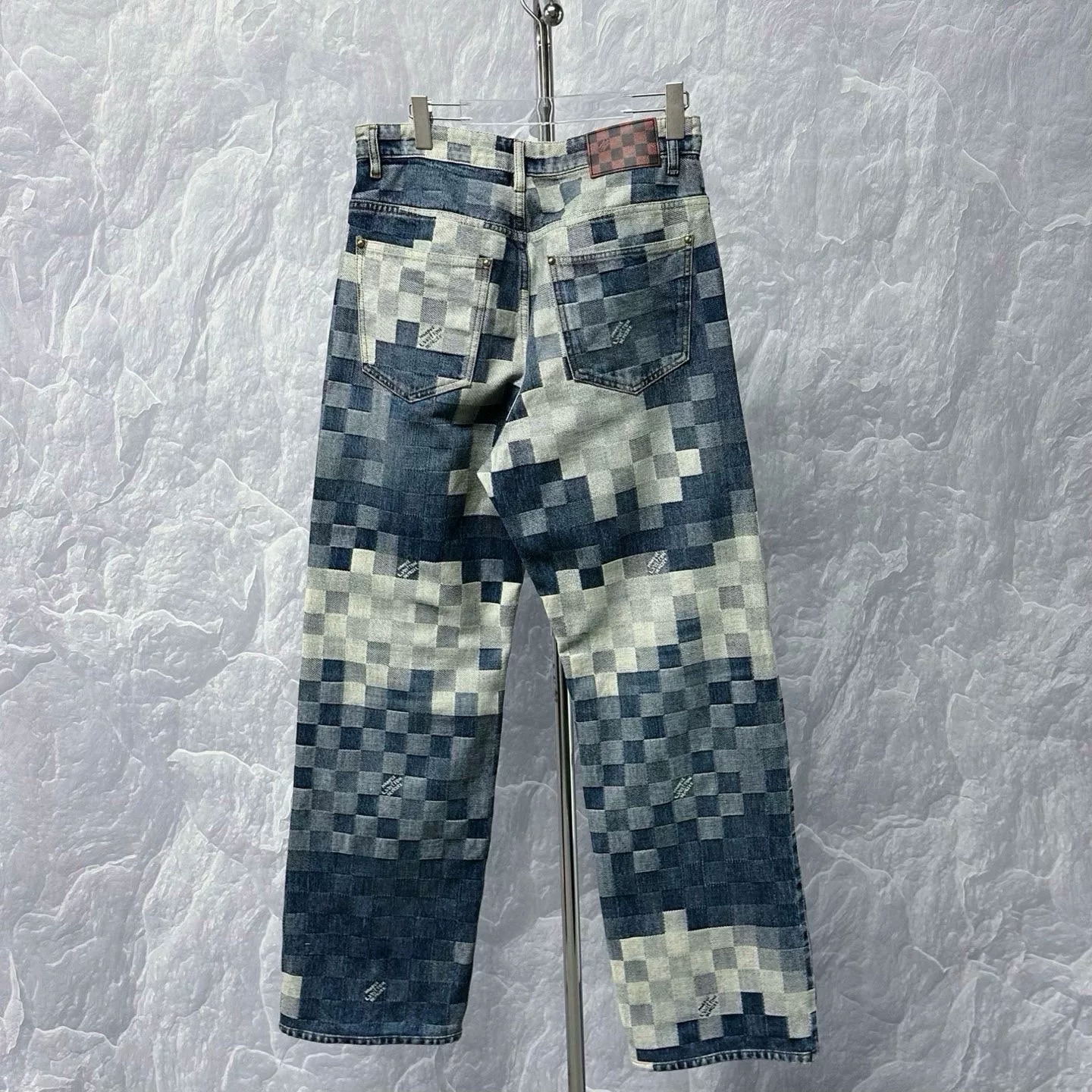 Louis Vuitton SS24 Pharrell Checkered Denim Pants — label