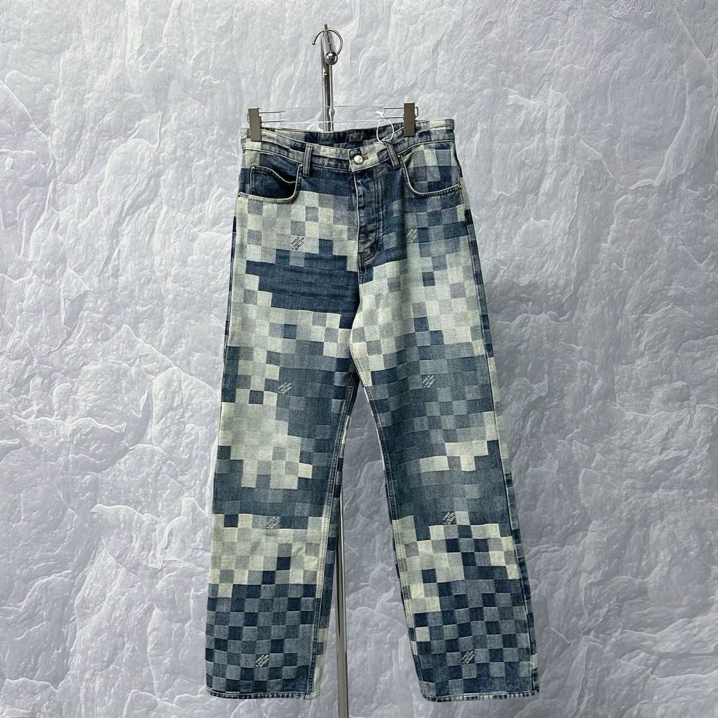 Louis Vuitton SS24 Pharrell Checkered Denim Pants — front