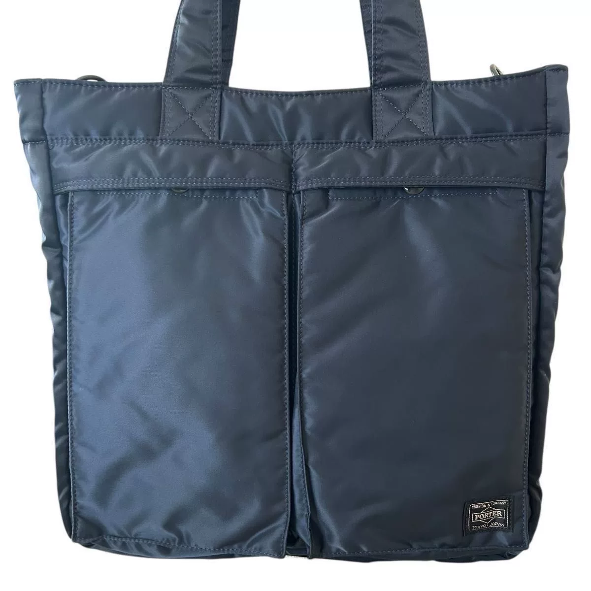 Porter Tanker 2way Blue Nylon Tote Bag — front