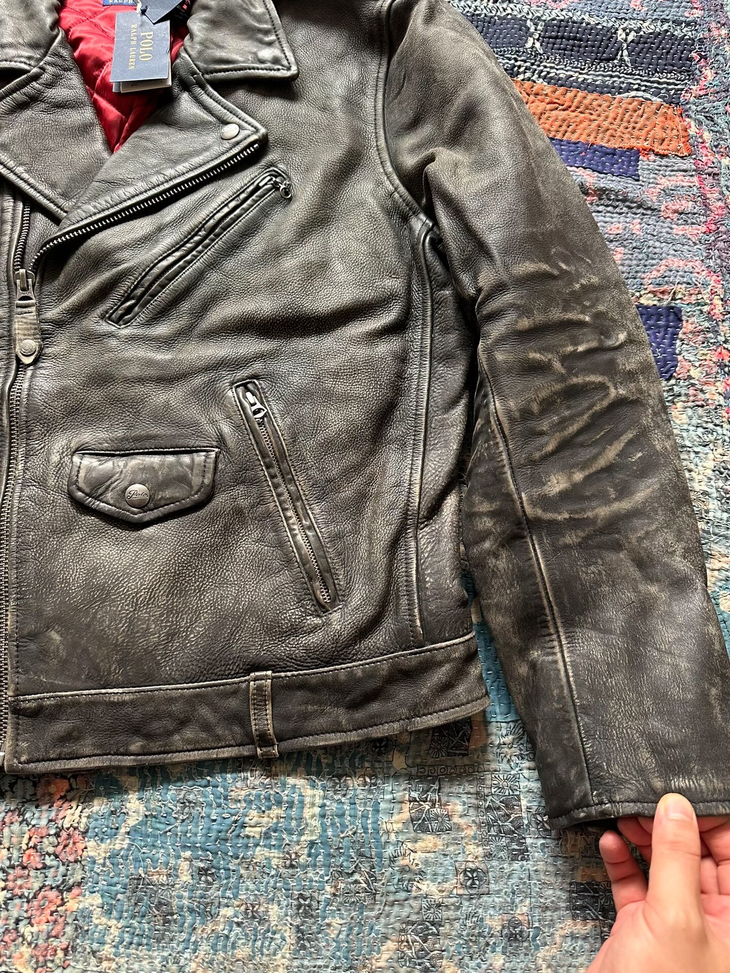 Polo Ralph Lauren Distressed Leather Moto Jacket — back