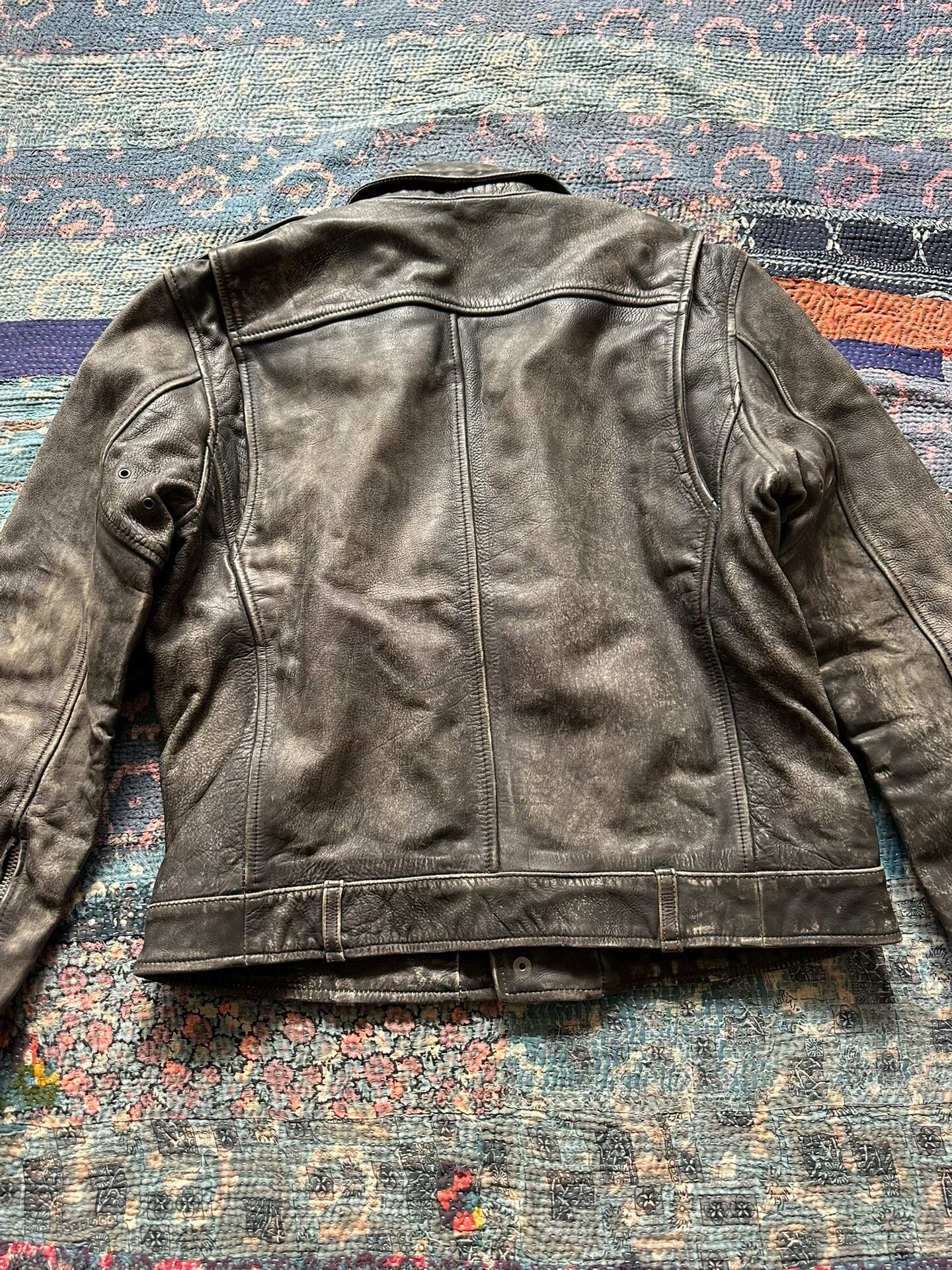 Polo Ralph Lauren Distressed Leather Moto Jacket — front
