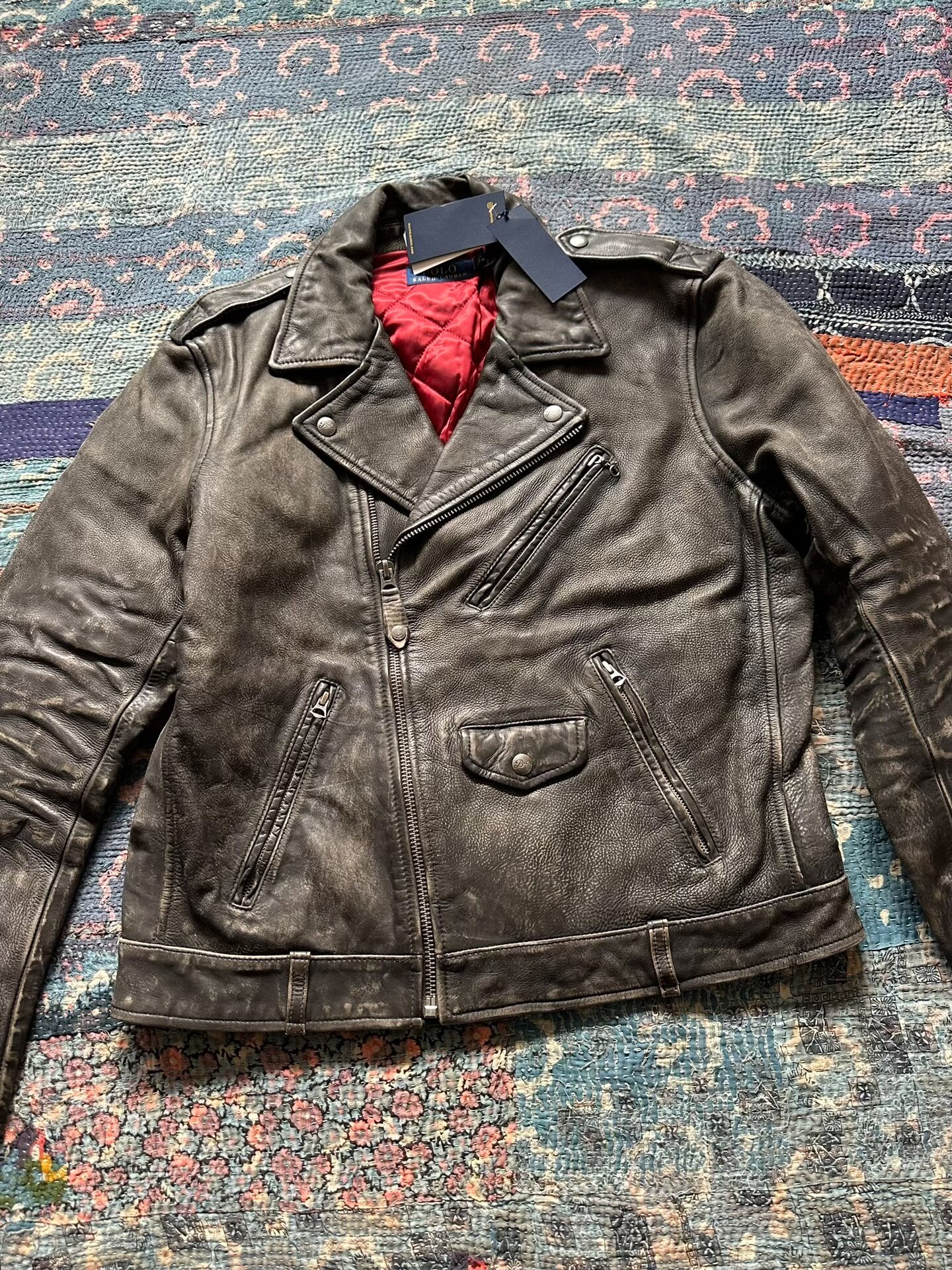 Polo Ralph Lauren Distressed Leather Moto Jacket