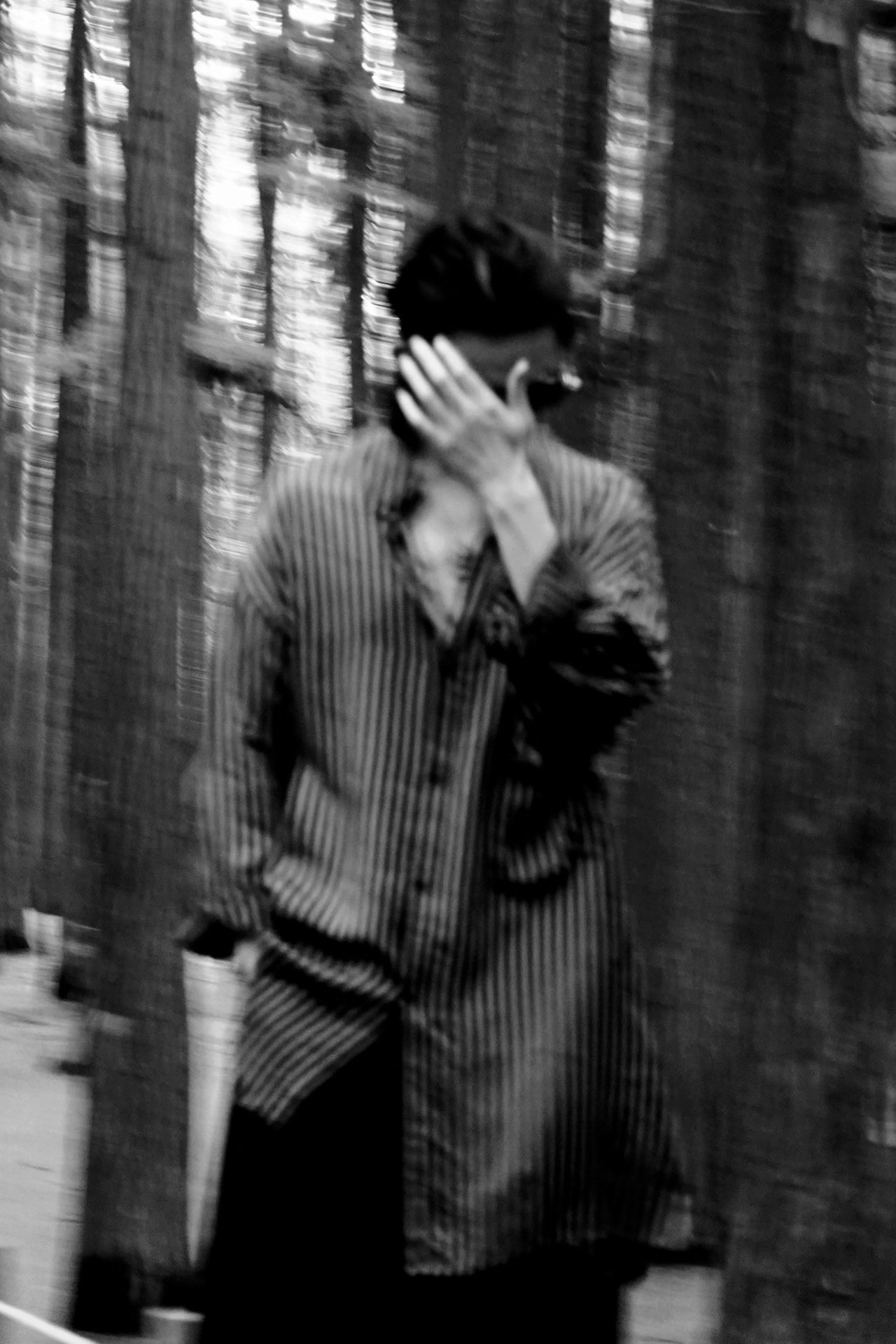 Yohji Yamamoto 21AW Black White Striped Oversize Shirt — detail