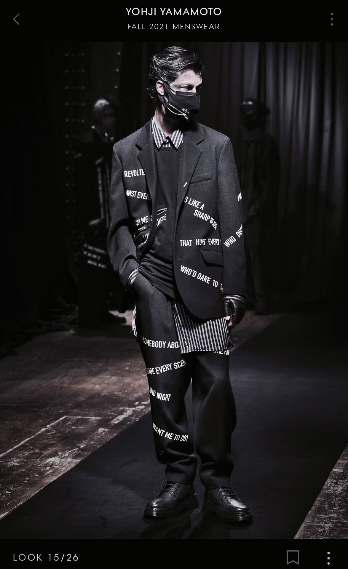 Yohji Yamamoto 21AW Black White Striped Oversize Shirt — label