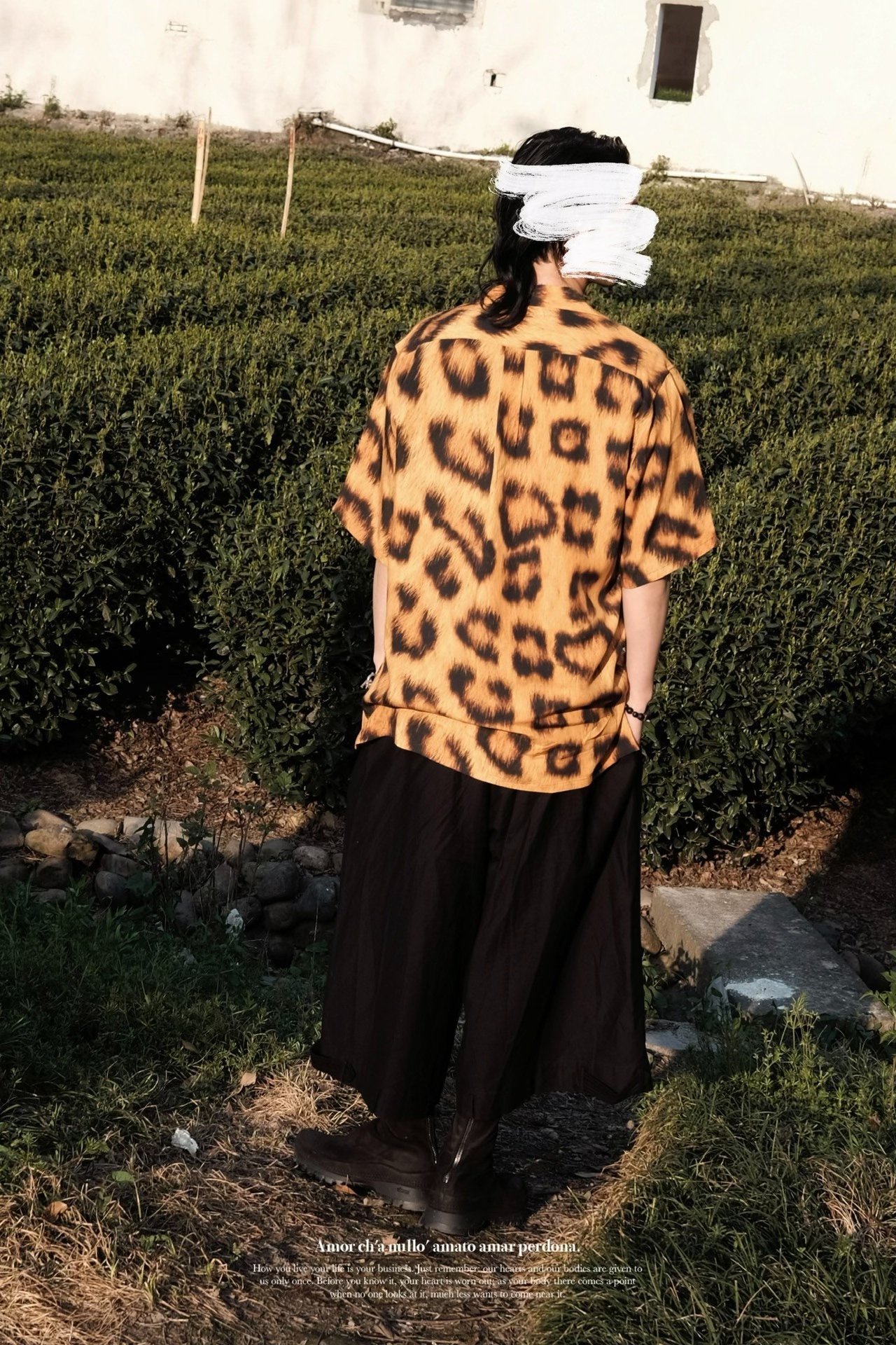 Yohji Yamamoto 90s Leopard Cuban Collar Shirt — label