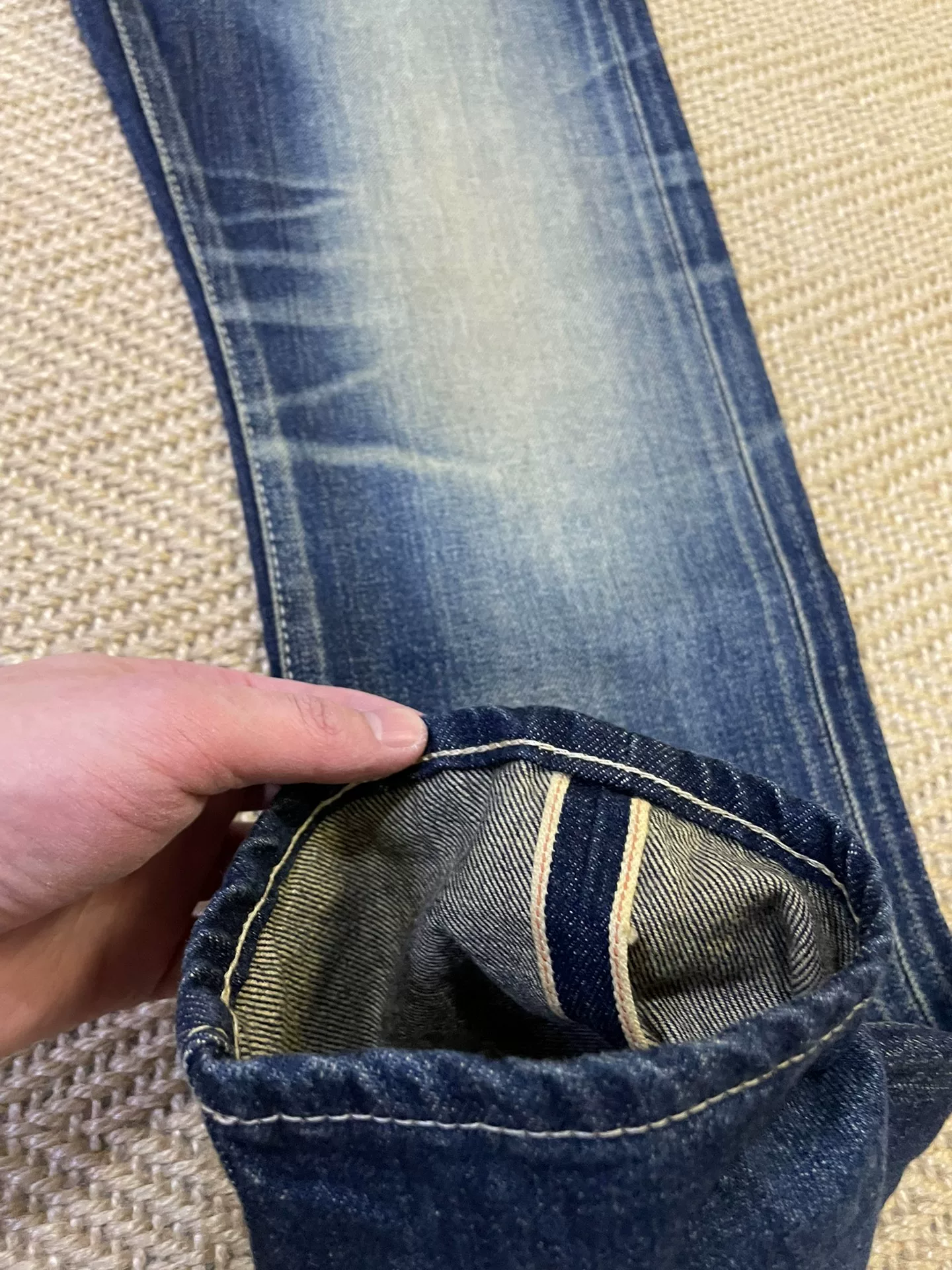 Vanquish & Fragment Lightning Jeans — label