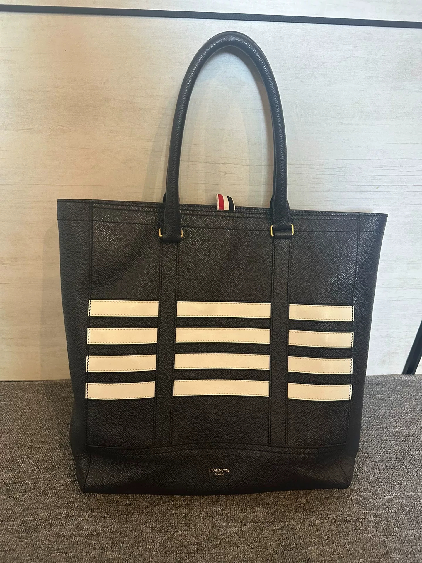Thom Browne 4-Stripe Leather Briefcase