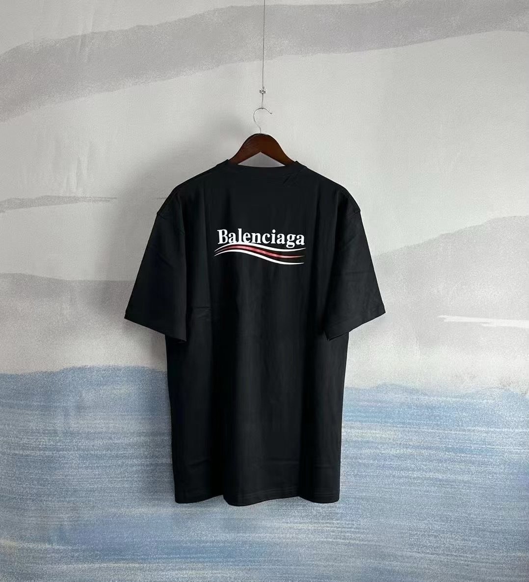 Balenciaga Black Oversize Logo T-shirt — front