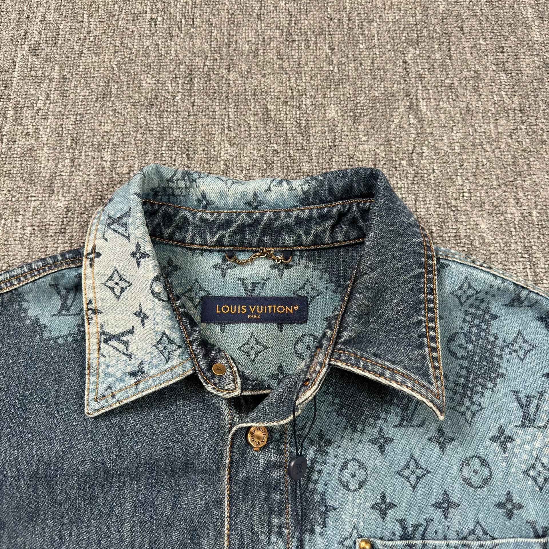 Louis Vuitton All-Over Print Denim Shirt — front