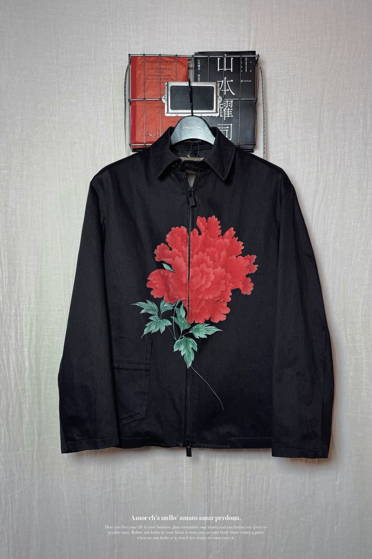 Yohji Yamamoto 96ss Peony Print Jacket — detail