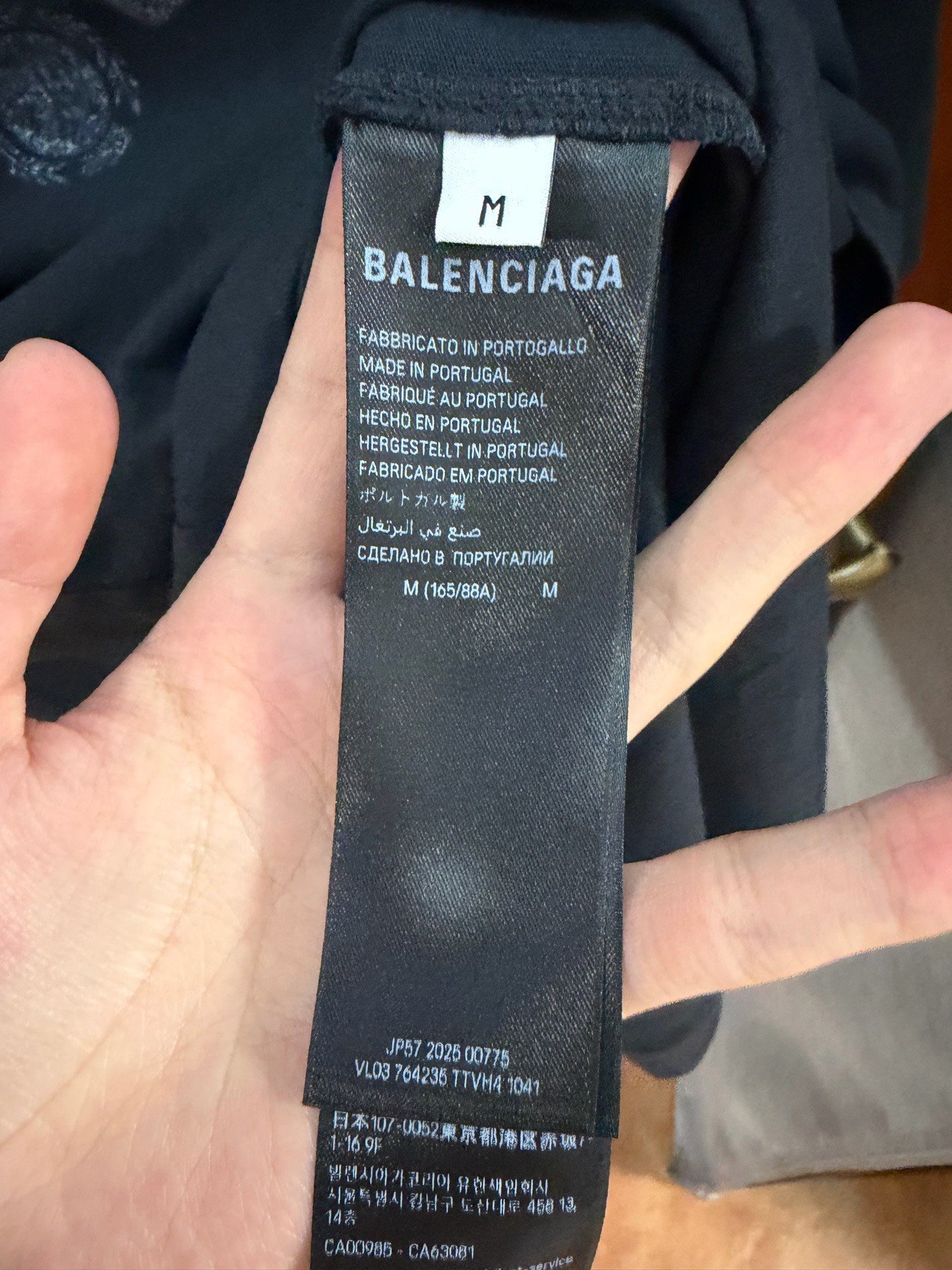 Balenciaga Washed Black Spiral Crest Print T-shirt — back