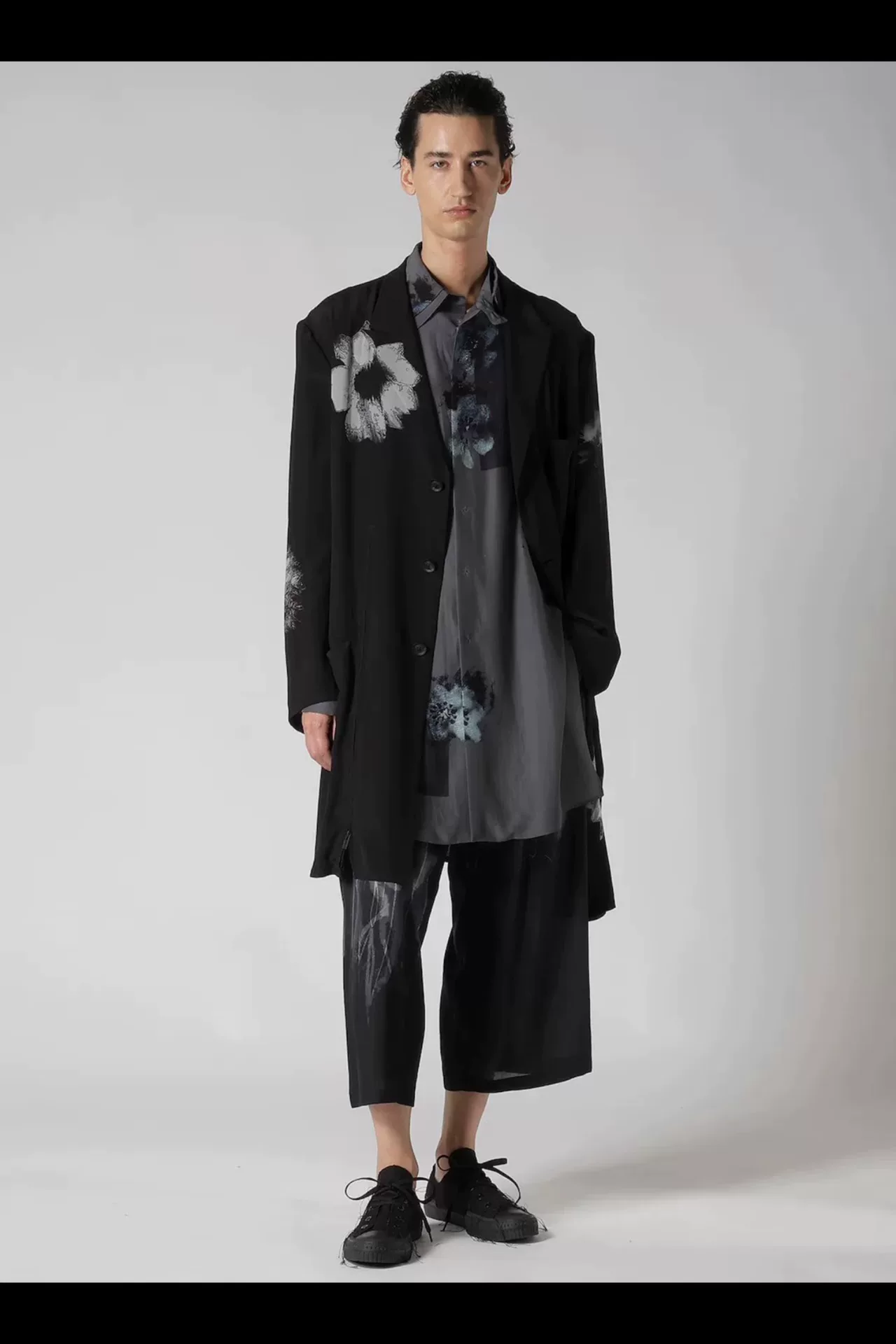 Yohji Yamamoto 25SS Silk Floral Coat — label